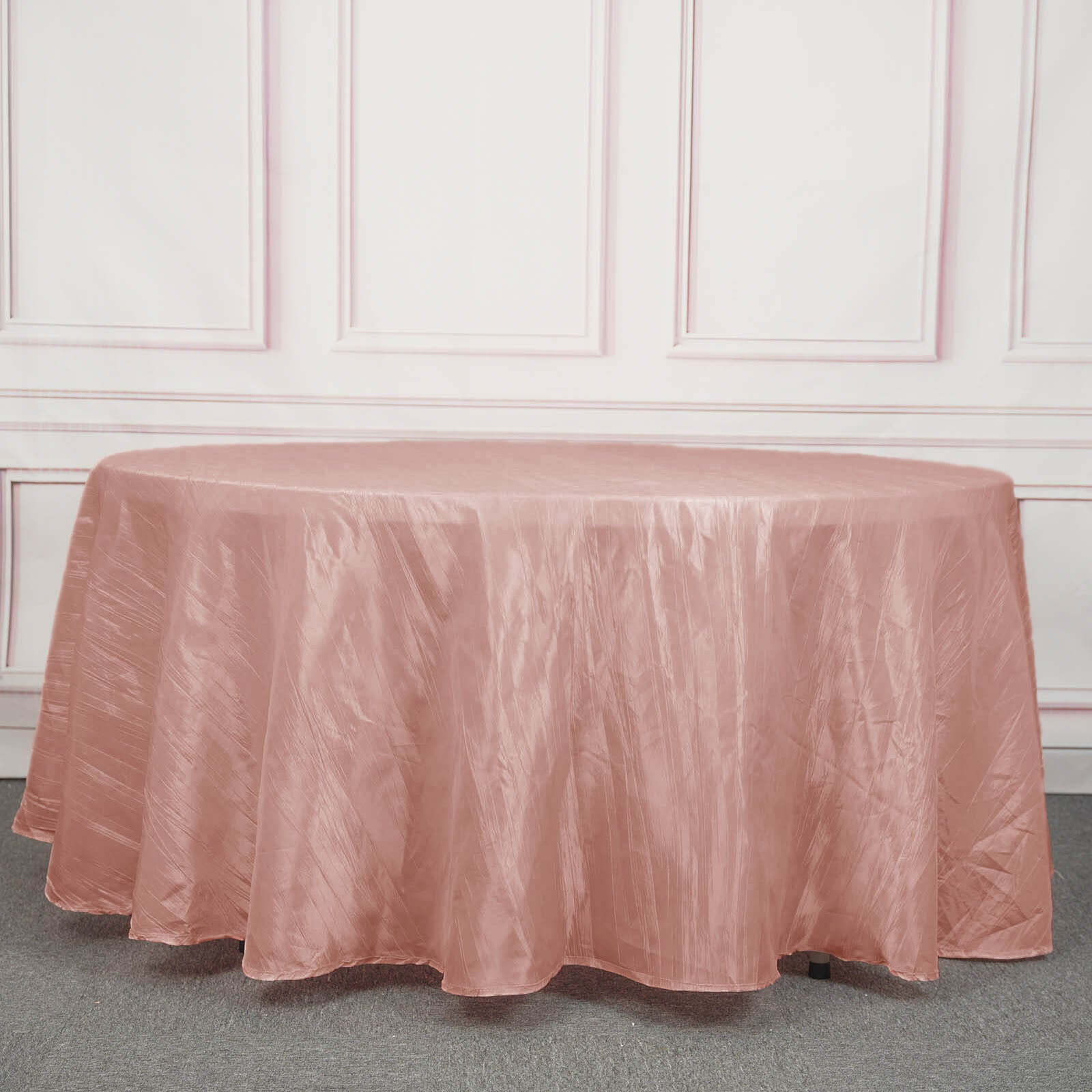 Taffeta 120" Round Tablecloth Dusty Rose - Seamless Accordion Crinkle Table Cover
