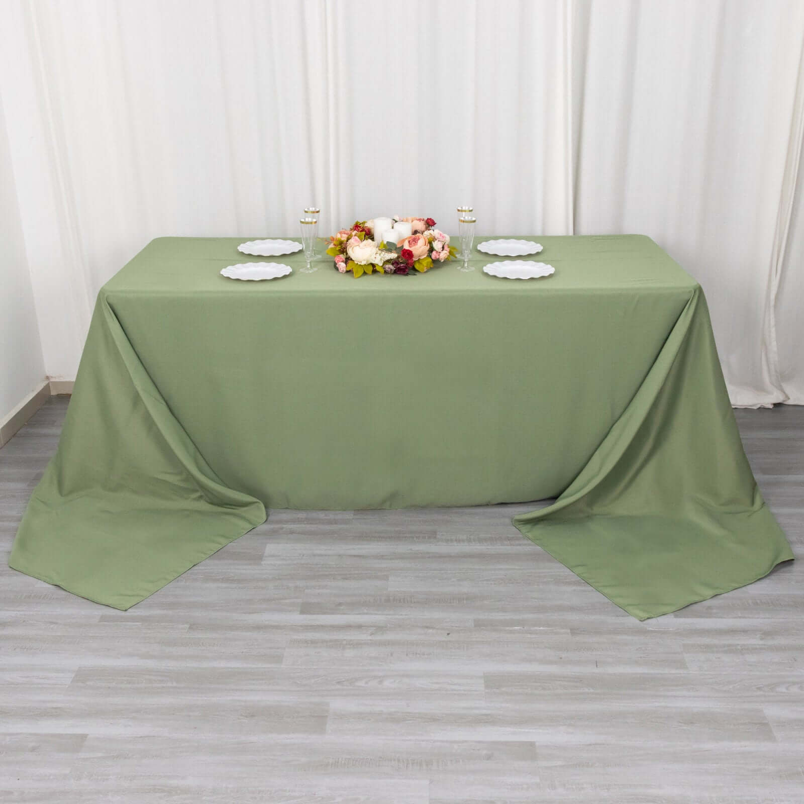 Premium Polyester 90"x156" Rectangle Tablecloth Dusty Sage Green - Seamless 220GSM Stain-Resistant Table Cover