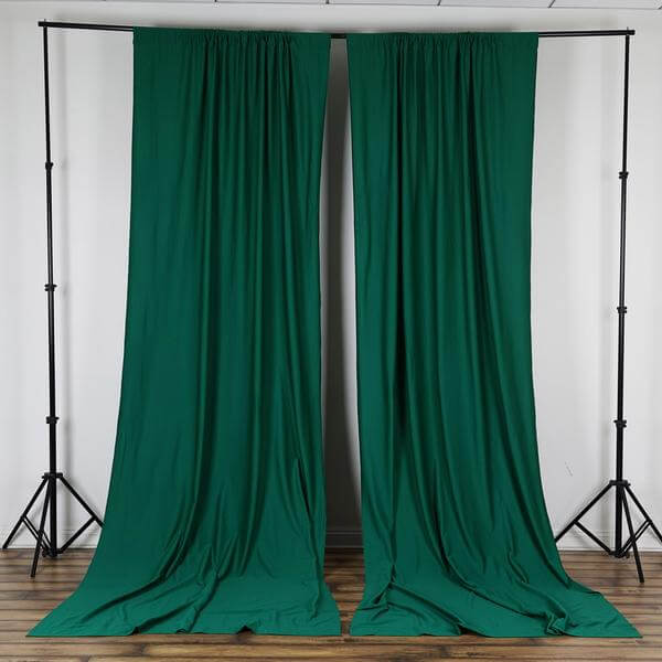 2 Pack Hunter Emerald Green Scuba Polyester Event Curtain Drapes, Durable Flame Resistant Backdrop Event Panels Wrinkle Free with Rod Pockets - 10ftx10ft