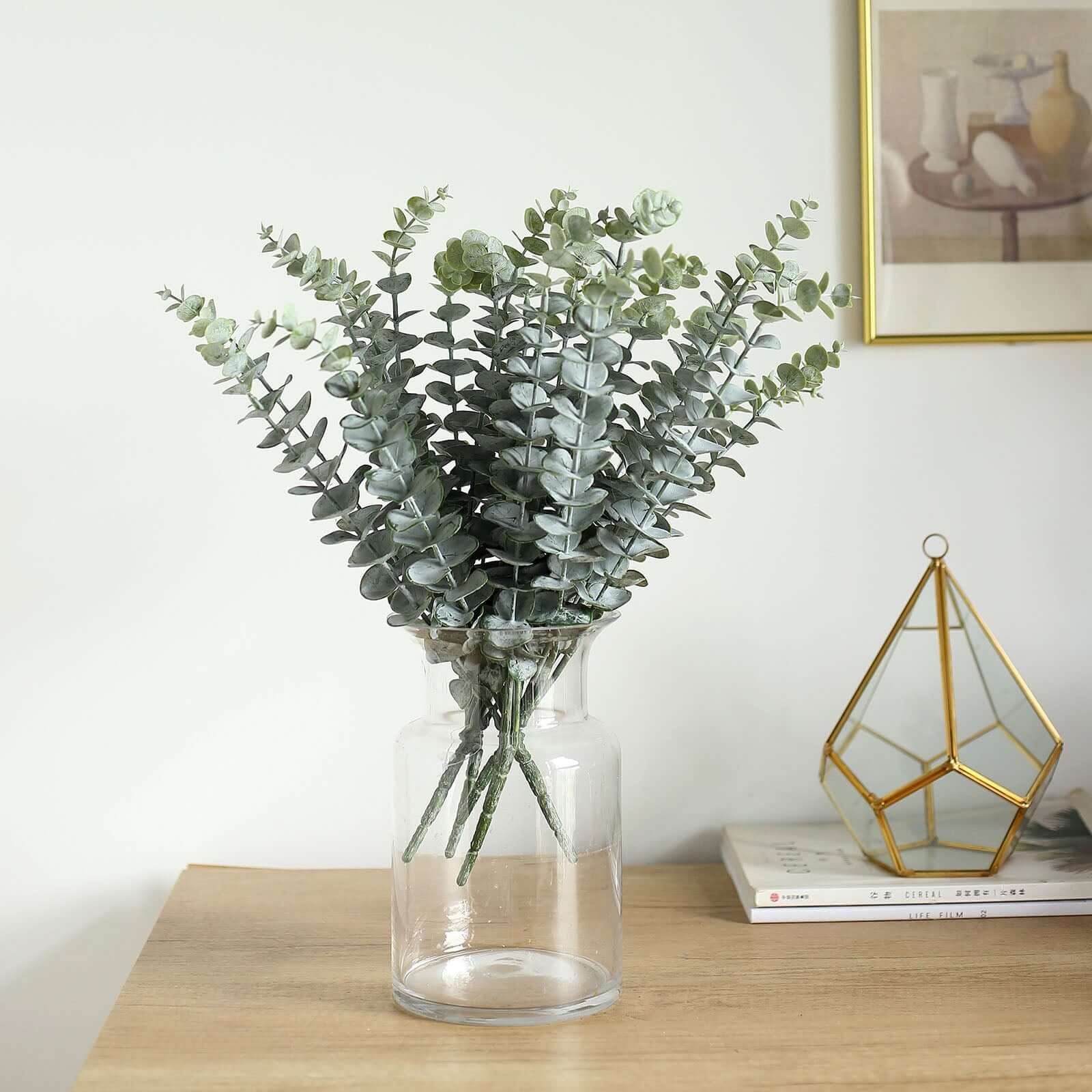 30 Stems 17" Frosted Green Artificial Eucalyptus Sprays, Faux Plants