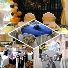 5 Pack Metallic Polyester Lame Chair Sashes with Shiny Gold Foil Finish - Dazzling Chair Decor for Weddings, Parties & Events 6"x108"