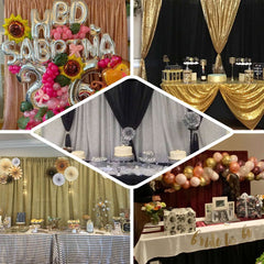 20ftx10ft Navy Blue Metallic Shimmer Tinsel Event Curtain Drapes, Backdrop Event Panel