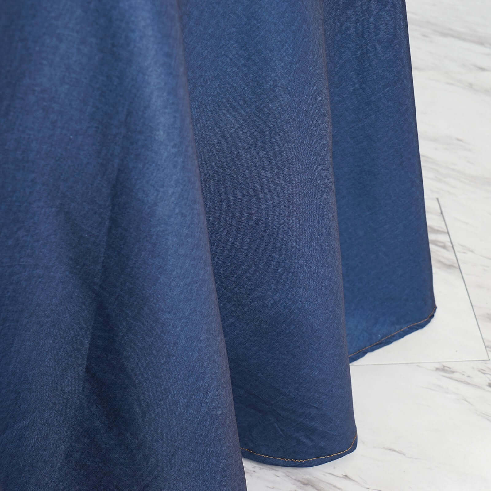Polyester 120" Round Tablecloth Dark Blue - Seamless Faux Denim Design for Stylish Gatherings