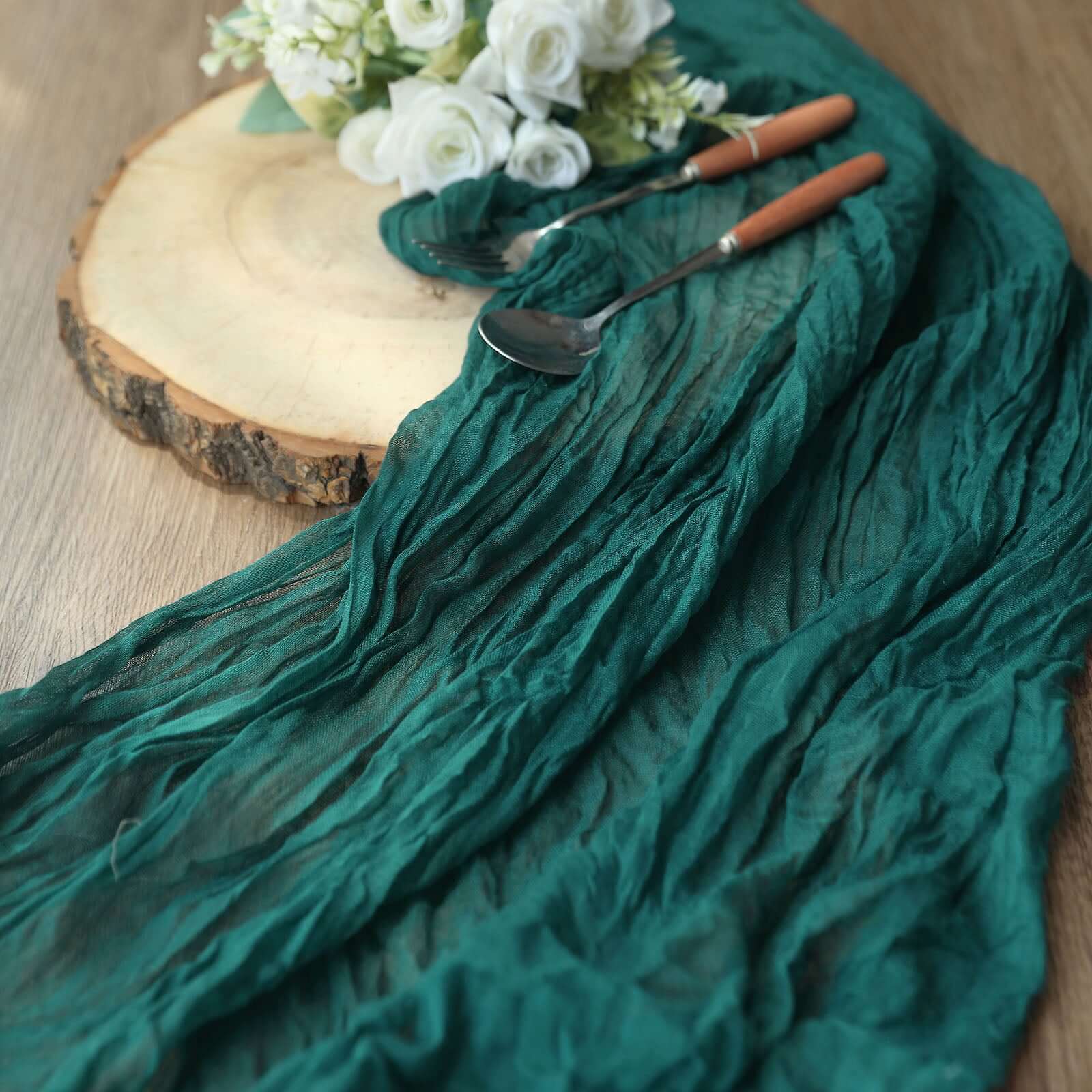 Gauze Cheesecloth 10ft Table Runner Peacock Teal - Rustic Boho Style