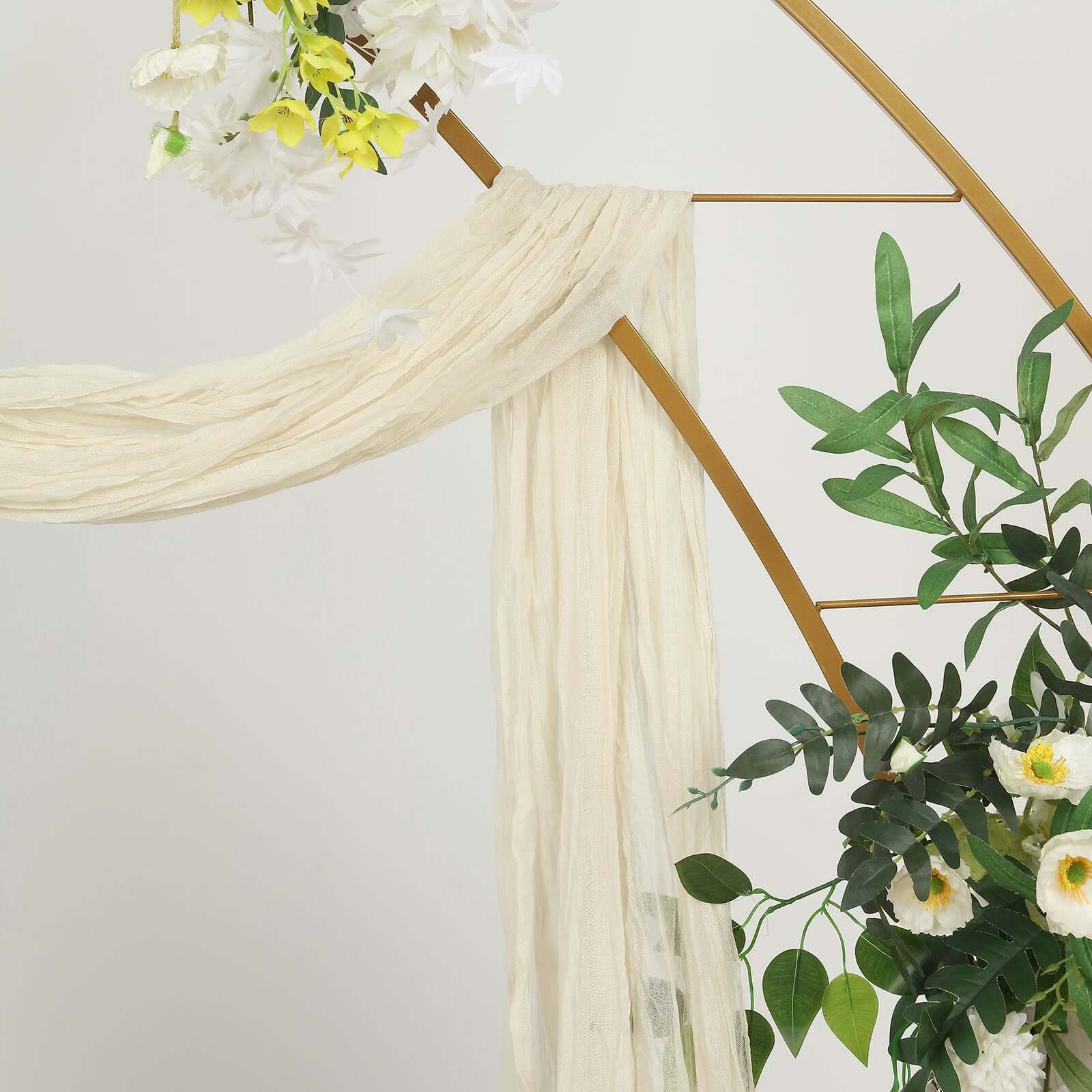 20ft Cream Gauze Cheesecloth Fabric Wedding Arch Drapery, Window Scarf Valance, Boho Decor Arbor Curtain Panel
