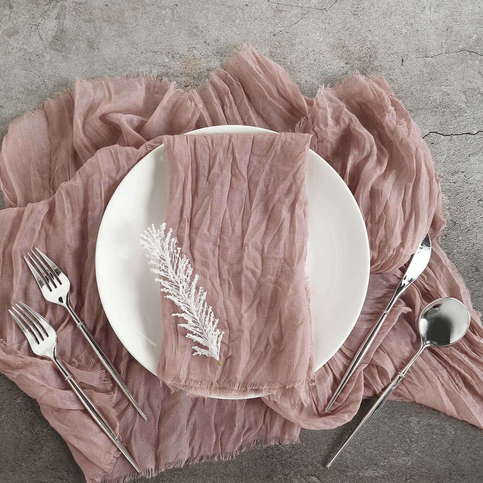 5 Pack Gauze Cheesecloth 24"x19" Napkins Dusty Rose Reusable Dinner Napkins