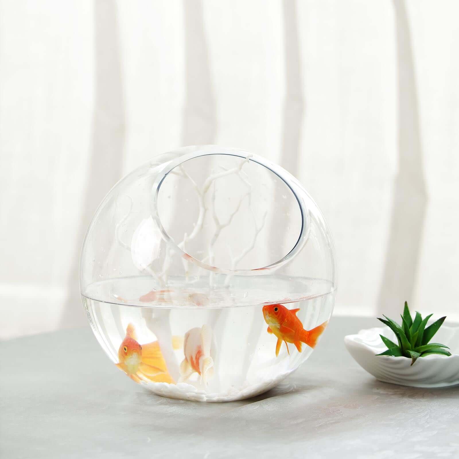 Glass Sphere Vase Slant Cut Design Clear - Hobnail Bubble Candle Holder for Wedding Tables 9"