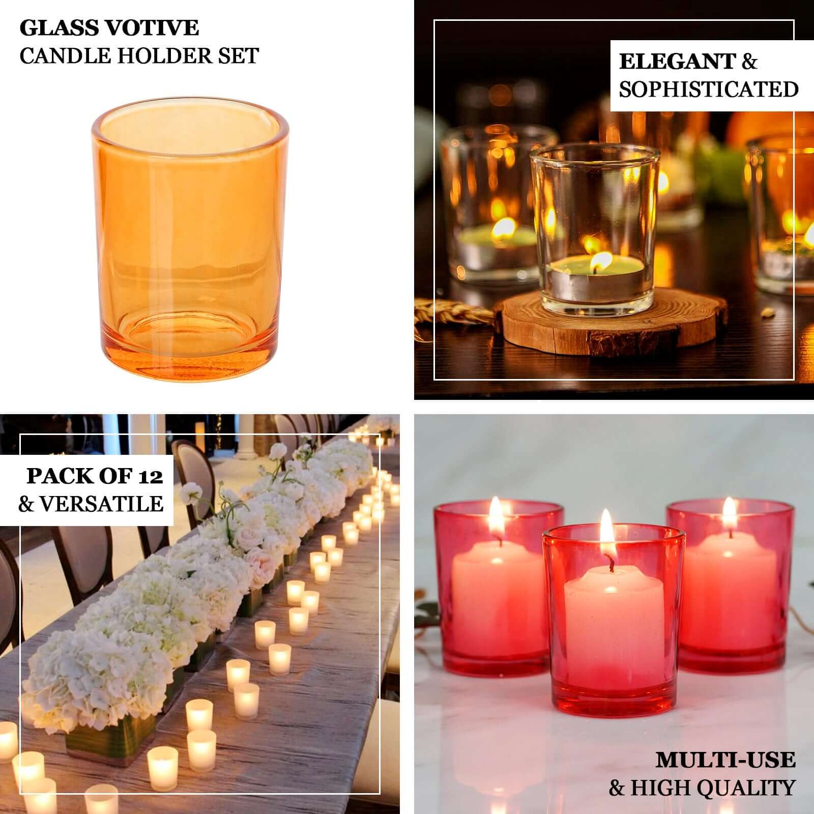 12-Pack Glass Votive Candle Holders Frosted - Tealight Holder Set for Weddings and Events 2.5"
