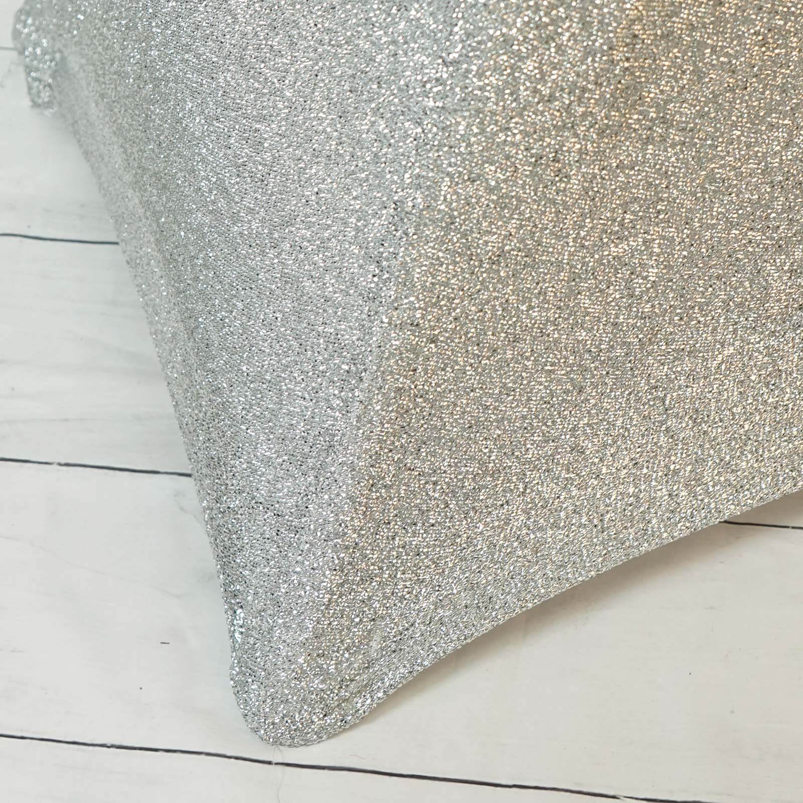 Metallic Spandex 36" Fitted Glitter Round Cocktail Table Cover Silver - Stretch Fit for High Top Tables