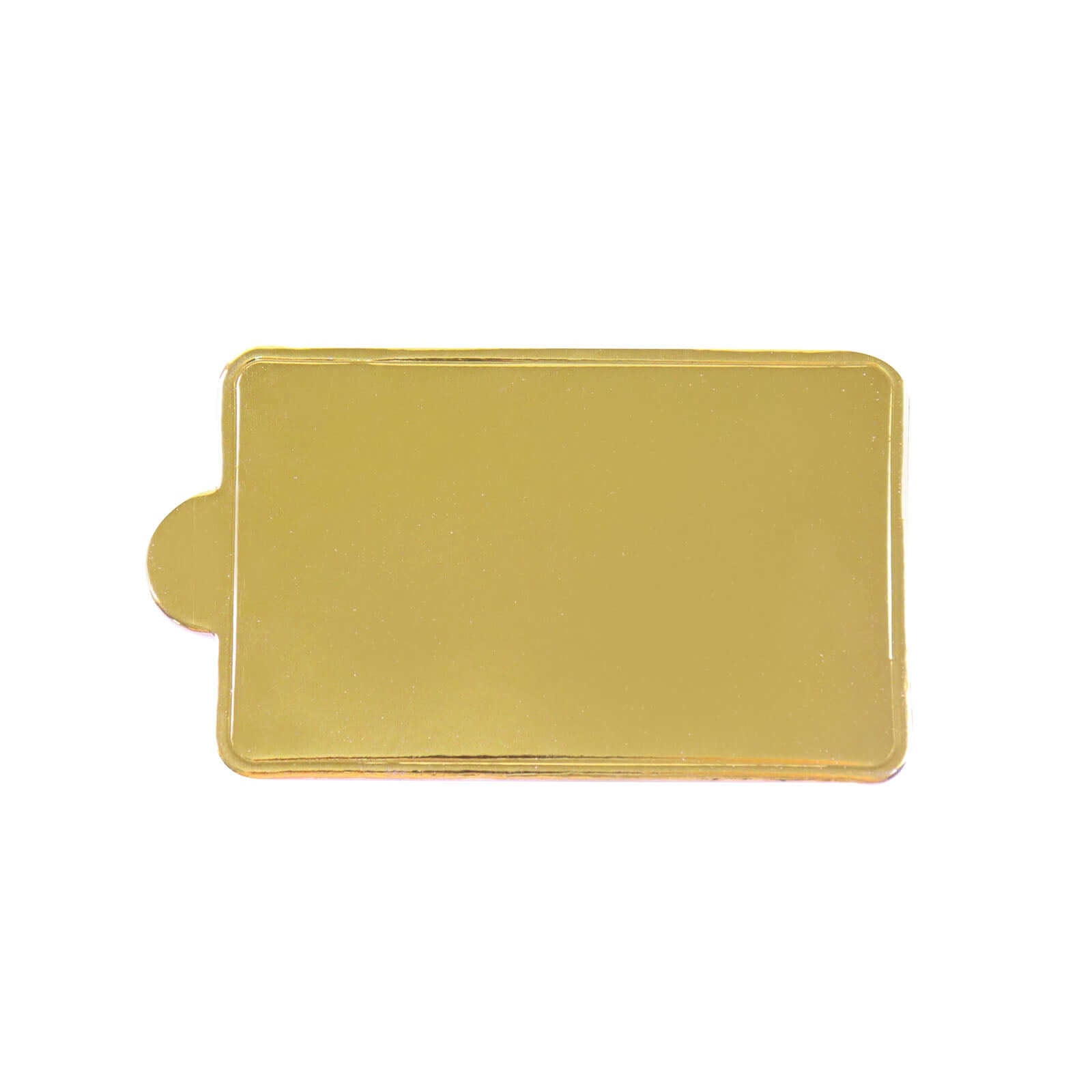 50-Pack Rectangle Cake Boards in Gold Cardboard - Grease Proof Mini Paper Trays for Pastries Cupcakes & Dessert Slices 2.4"x4"