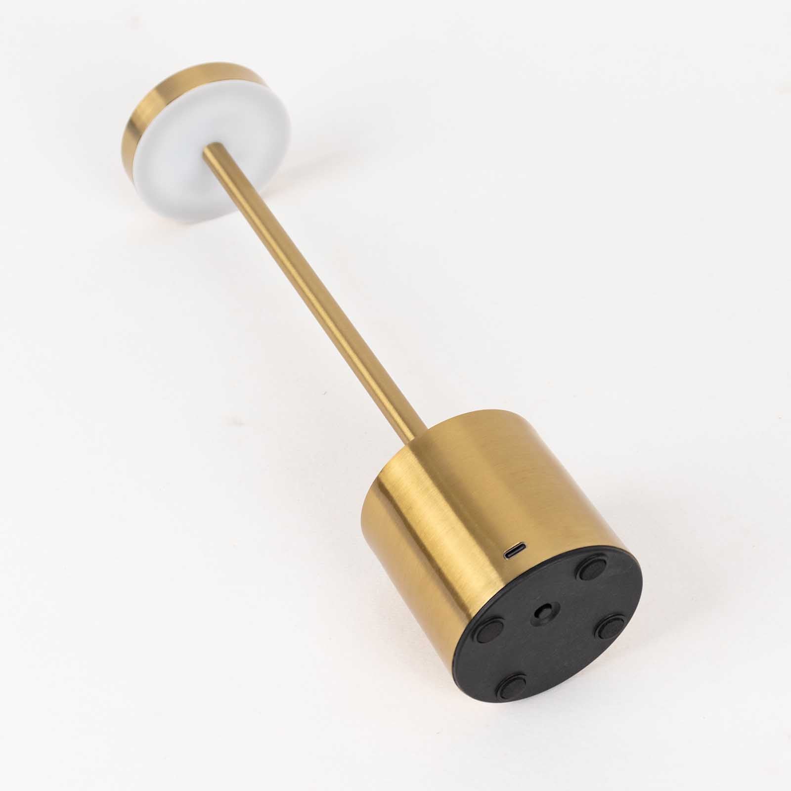 Cordless Table Lamp Modern Metal Gold Design LED Dimmable with Touch Control - Rechargeable Night Light 13"