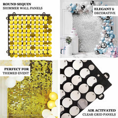 10sq.ft Shiny Gold Round Sequin Shimmer Wall Party Photo Backdrop, Active Spangle Wall Art Décor Panels - 10 Panels
