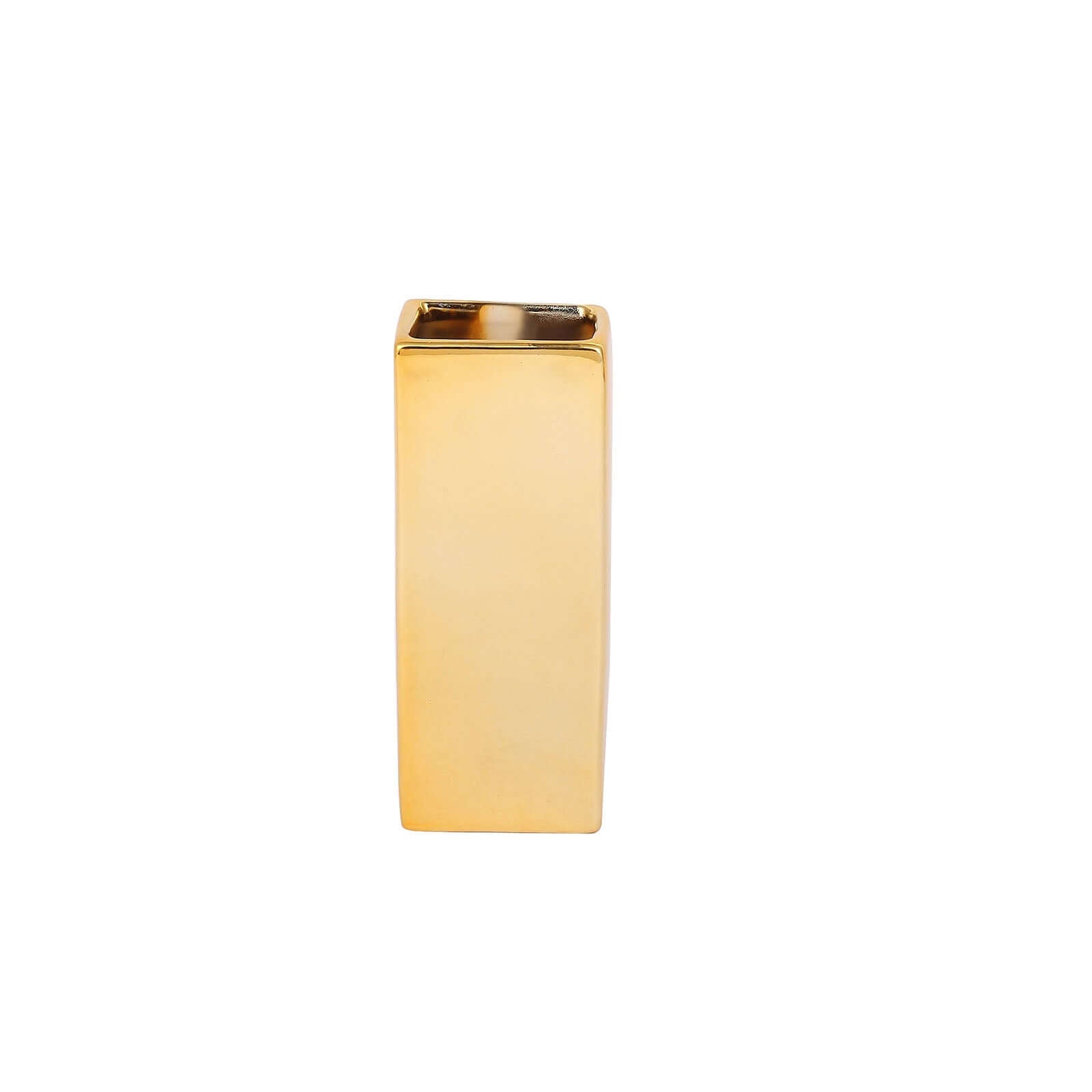 Shiny Ceramic Vase Letter "I" Gold Plated - Chic Bud Planter Pot for Events & Decor 6"