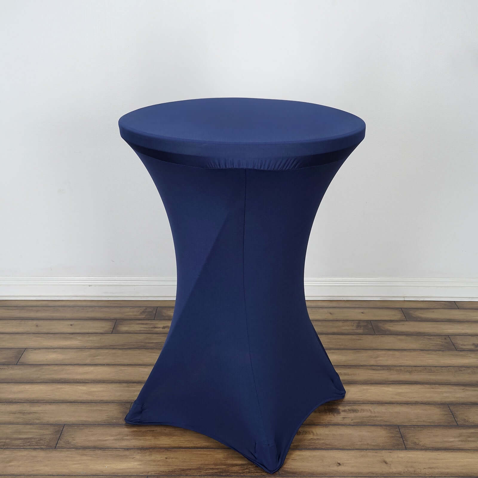 Spandex 24"-32" Round Cocktail Table Cover Navy Blue - Easy to Maintain Stretch Fitted Highboy Tablecloth