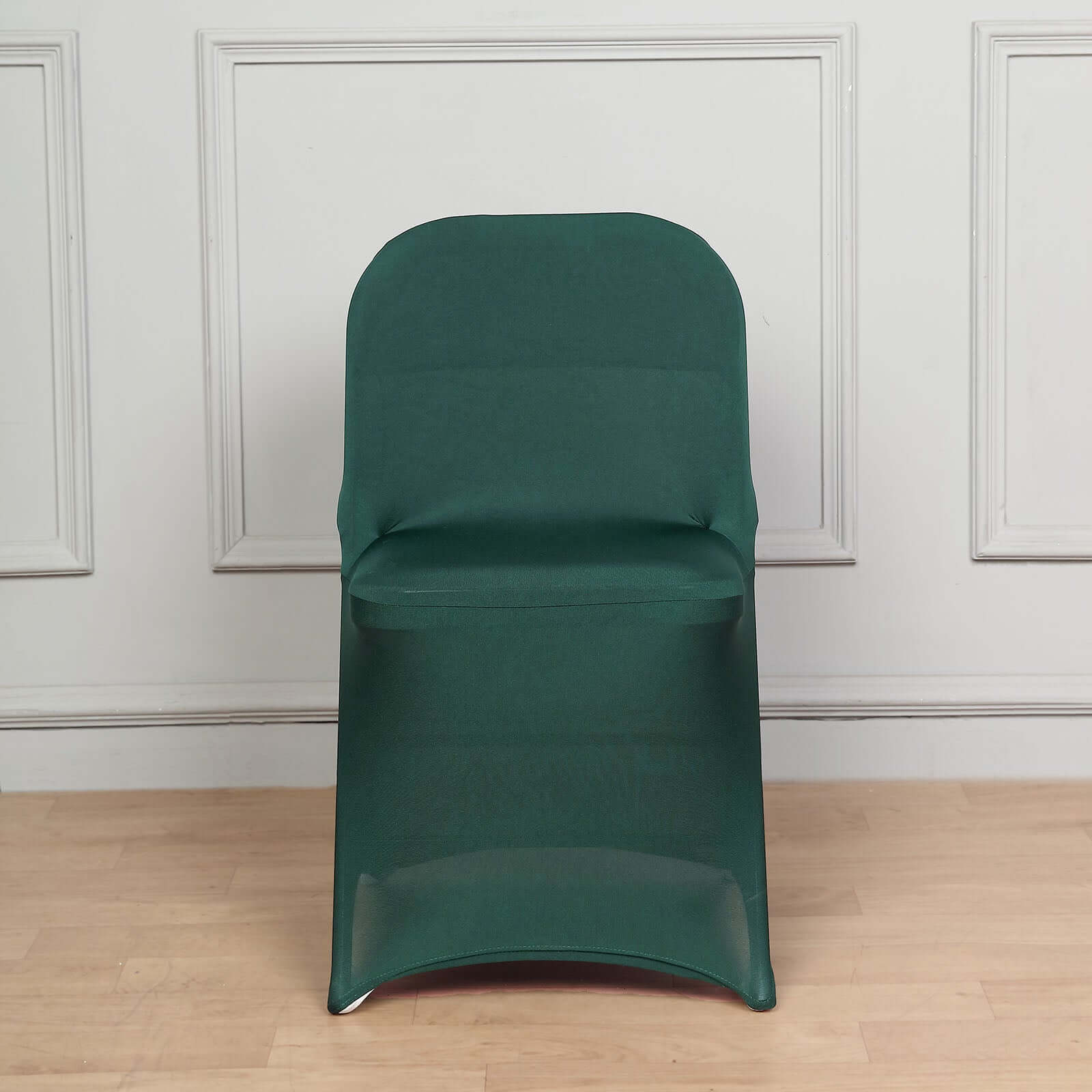 Stretch Spandex Chair Cover Hunter Emerald Green for Folding Chairs - Reusable & Wrinkle-Resistant 160GSM Fitted Slipcover