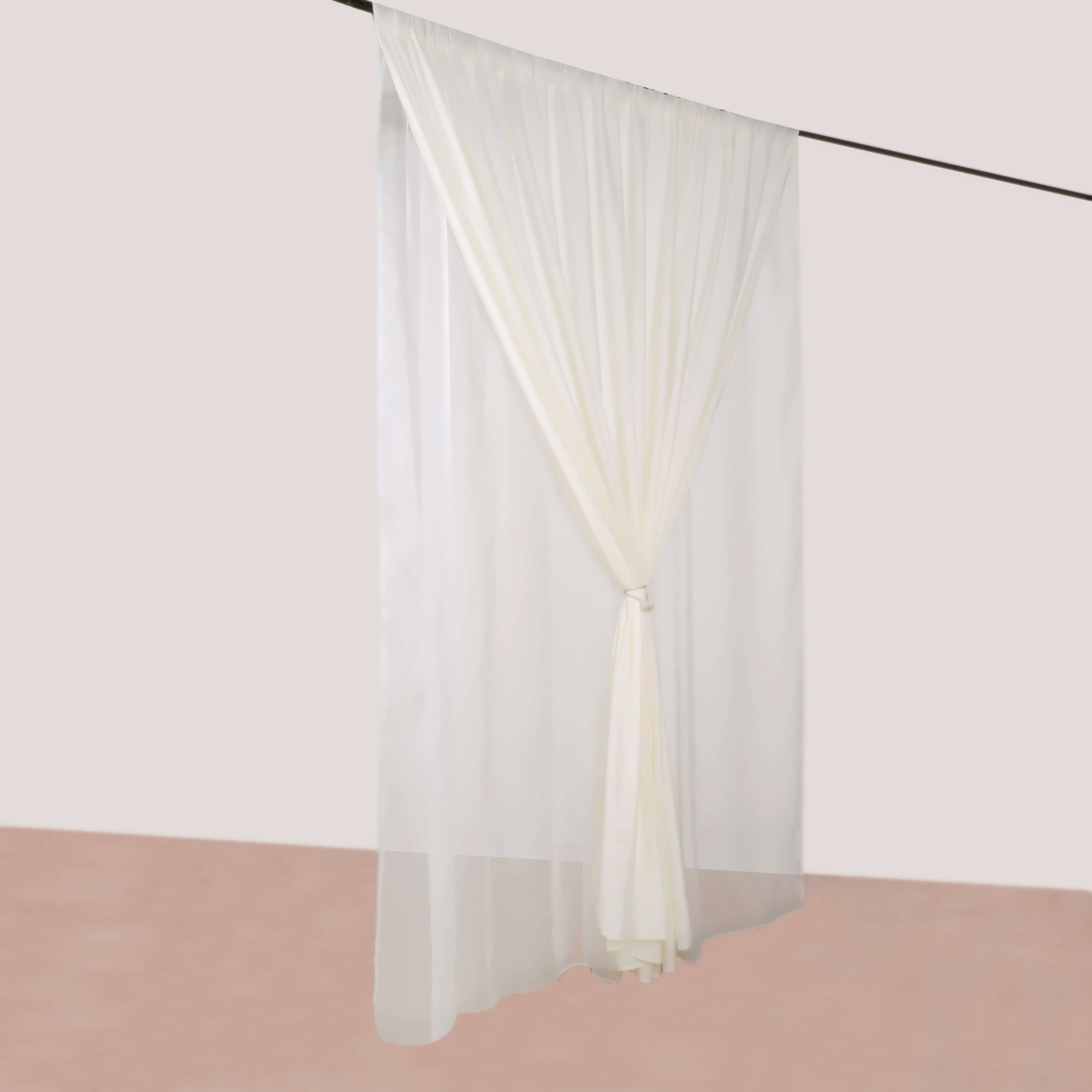 Ivory Chiffon Polyester Event Curtain Drapes, Dual Layer Divider Backdrop Curtain Panels with Rod Pockets - 10ftx10ft