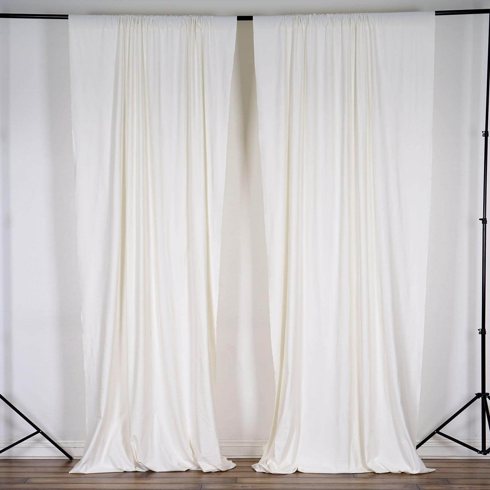 2 Pack Ivory Scuba Polyester Event Curtain Drapes, Durable Flame Resistant Backdrop Event Panels Wrinkle Free with Rod Pockets - 10ftx10ft