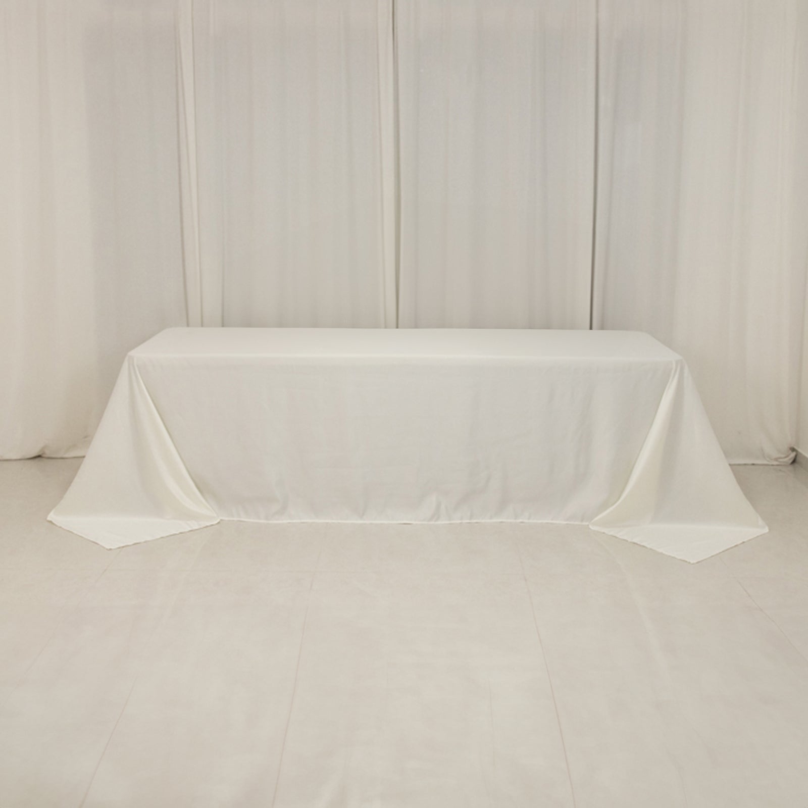 Lamour Satin 90"x156" Rectangle Tablecloth Ivory - Luxurious, Soft Seamless Table Cover