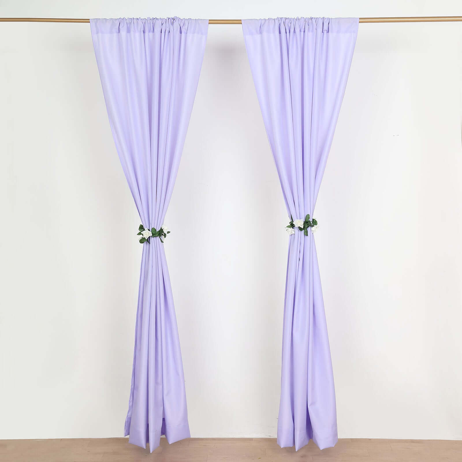 2 Pack Lavender Lilac Polyester Event Curtain Drapes, 10ftx8ft Backdrop Event Panels With Rod Pockets 130 GSM