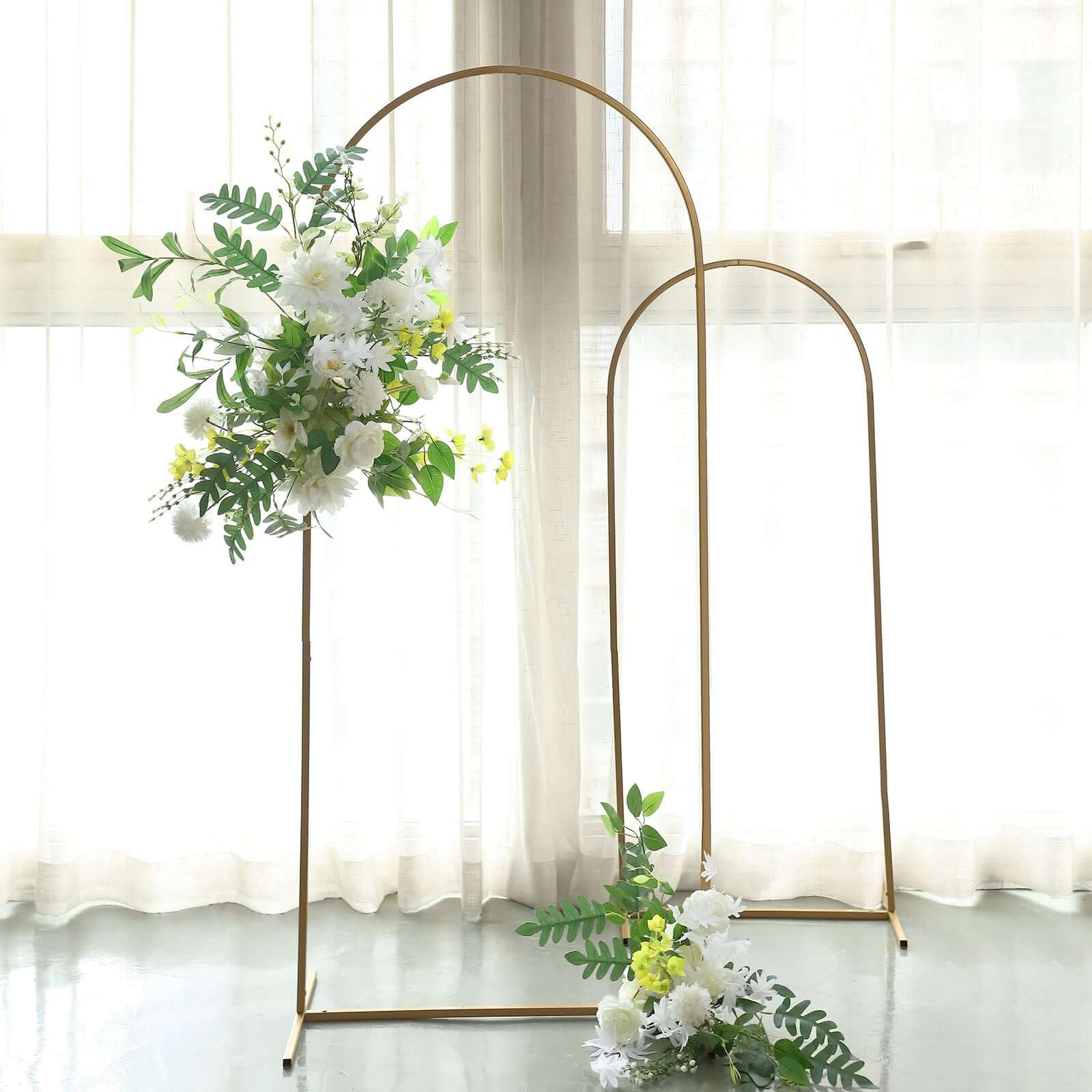 5ft Gold Metal Wedding Arch Chiara Backdrop Stand Floral Display Frame With Round Top