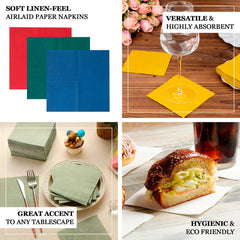 20-Pack Paper Linen-Like Cocktail Napkins Silver - Disposable 5"x5" Airlaid Soft Napkins