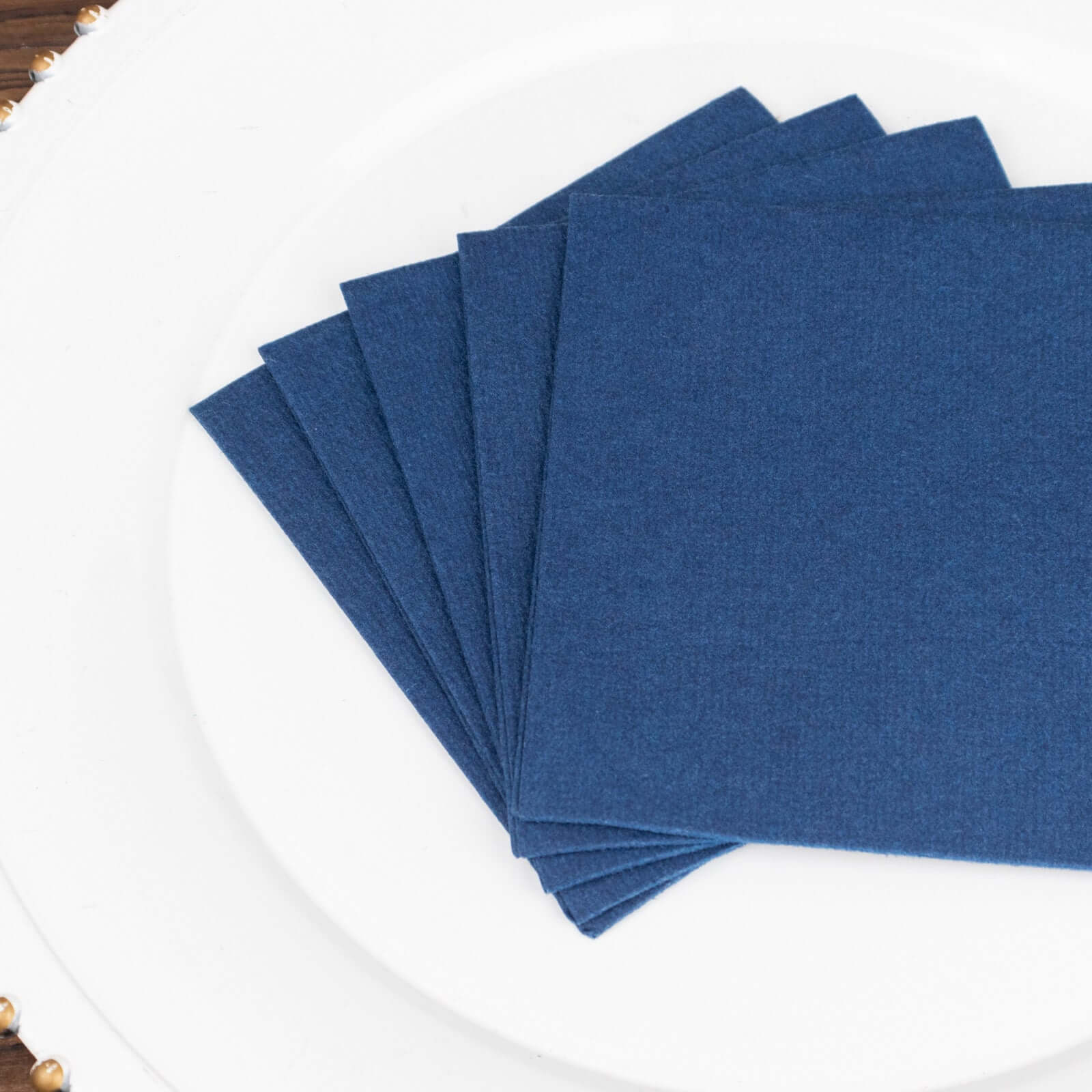 20-Pack Paper Linen-Like Cocktail Napkins Navy Blue - Disposable 5"x5" Airlaid Soft Napkins