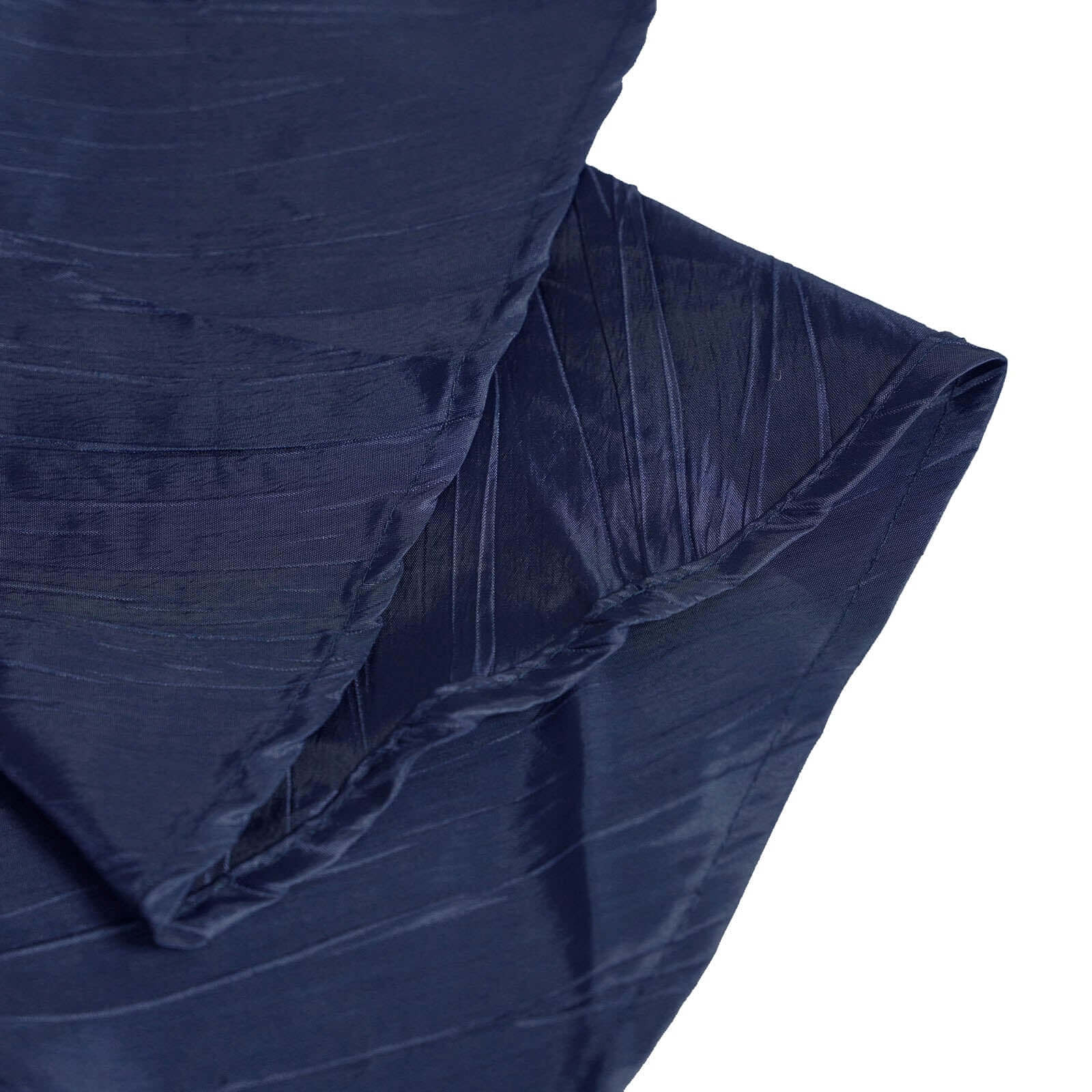 Taffeta 120" Round Tablecloth Navy Blue - Seamless Accordion Crinkle Table Cover