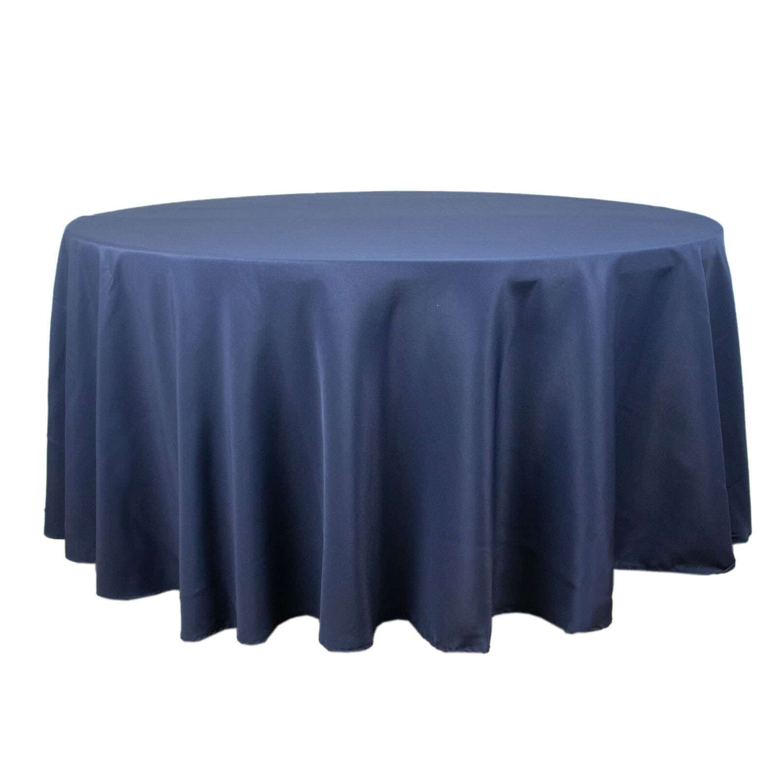 Premium Polyester 120" Round Tablecloth Navy Blue - Seamless 220GSM Wrinkle-Resistant Table Cover
