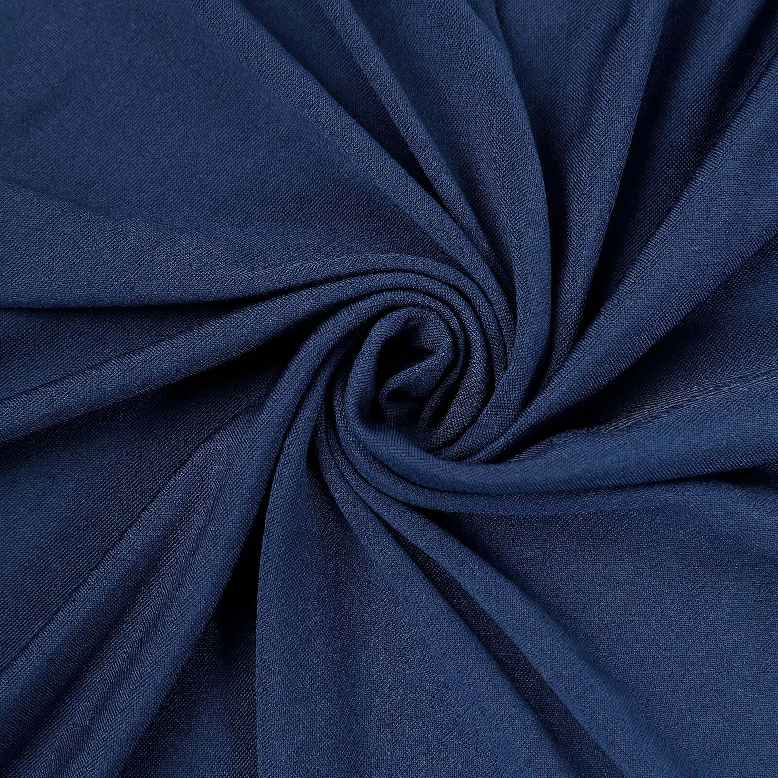 Spandex 32" Round Cocktail Table Cover Skirt Navy Blue With Natural Wavy Drapes