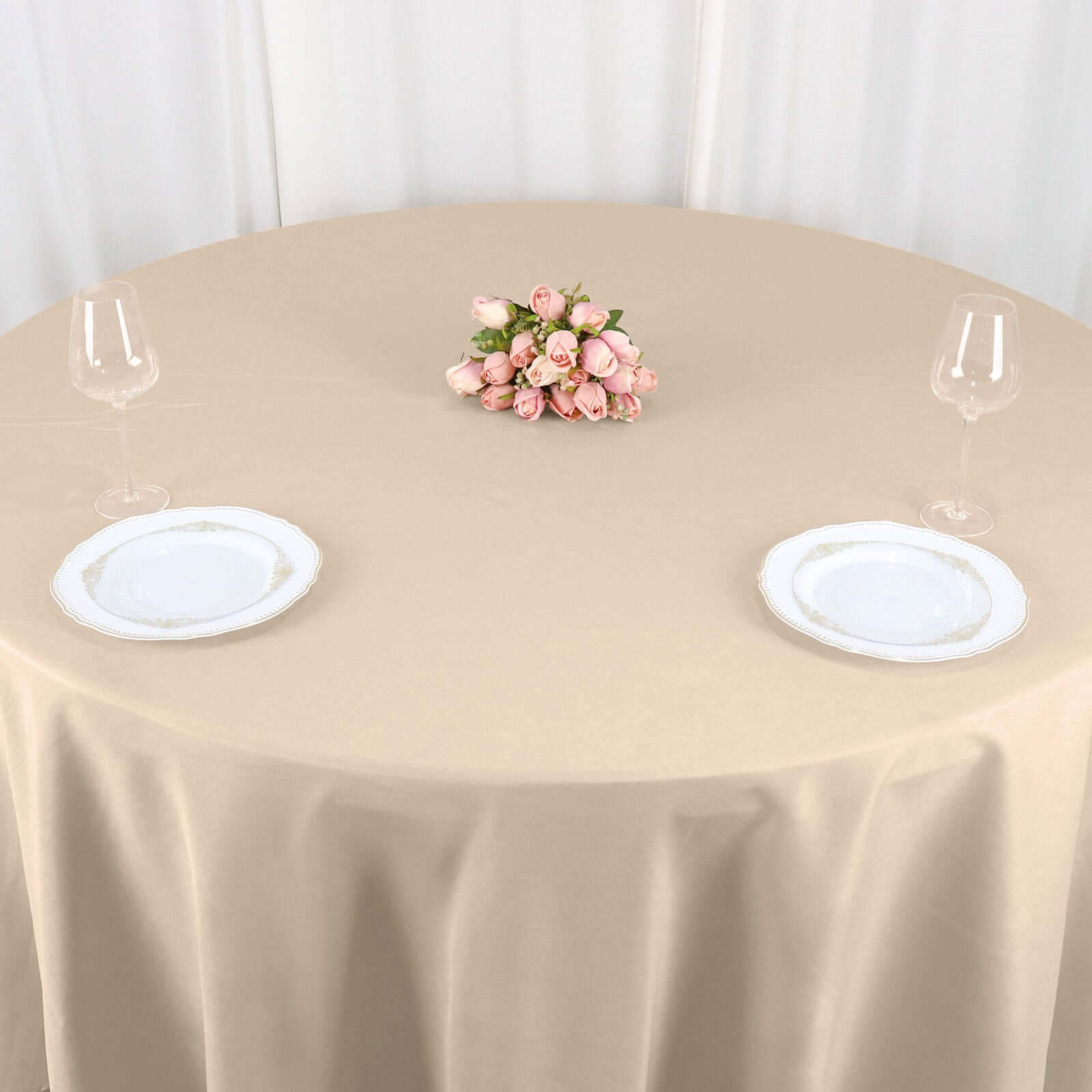 Polyester 120" Round Tablecloth Nude - Seamless Wrinkle-Resistant Table Cover