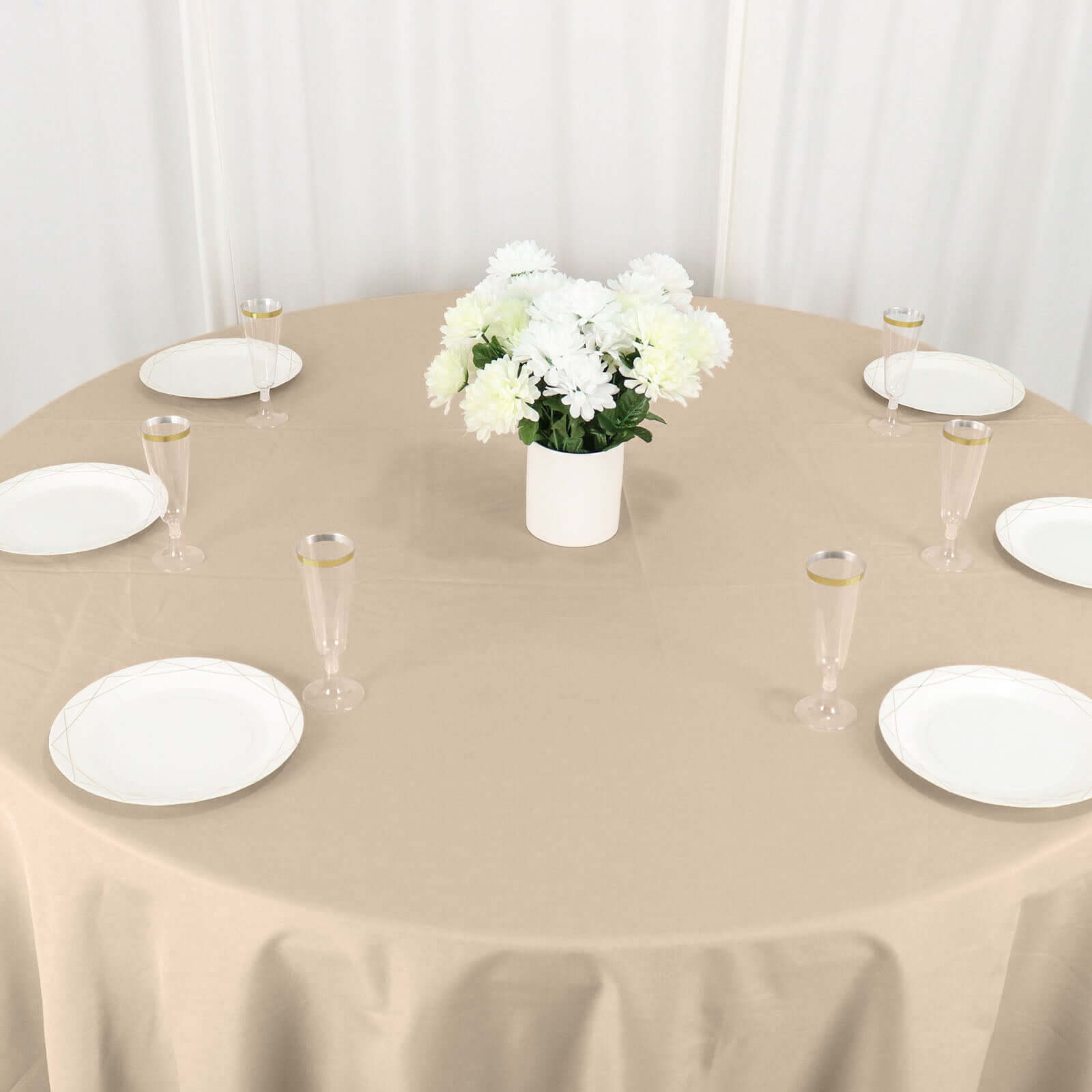 Polyester 132" Round Tablecloth Nude - Seamless Chic Table Cover