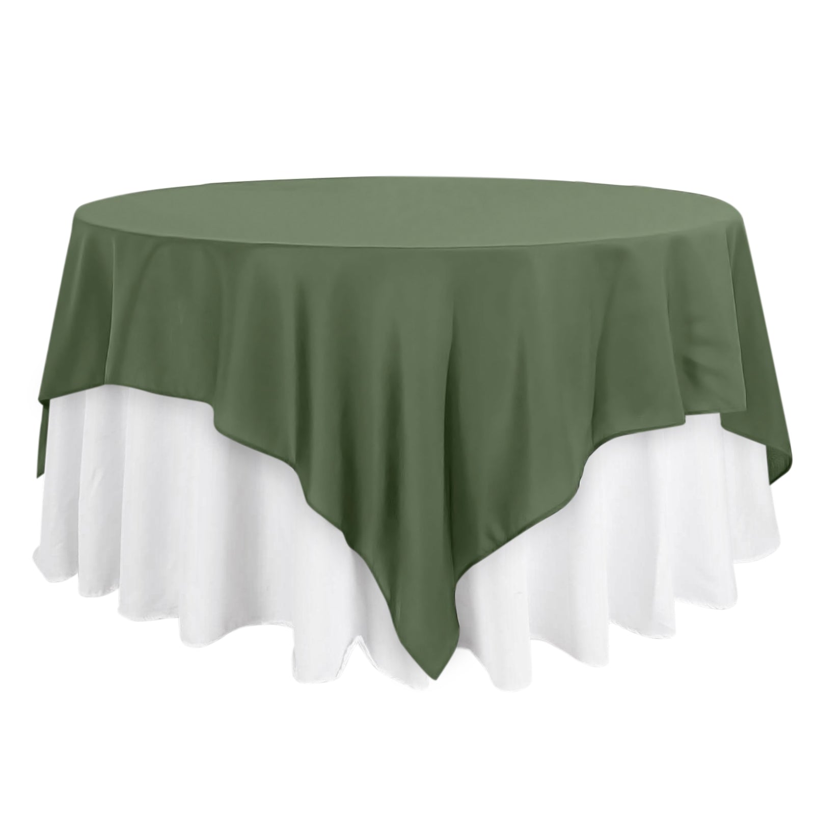 Polyester 90"x90" Table Overlay Square Tablecloth Olive Green - Wrinkle-Resistant & Durable Table Cover