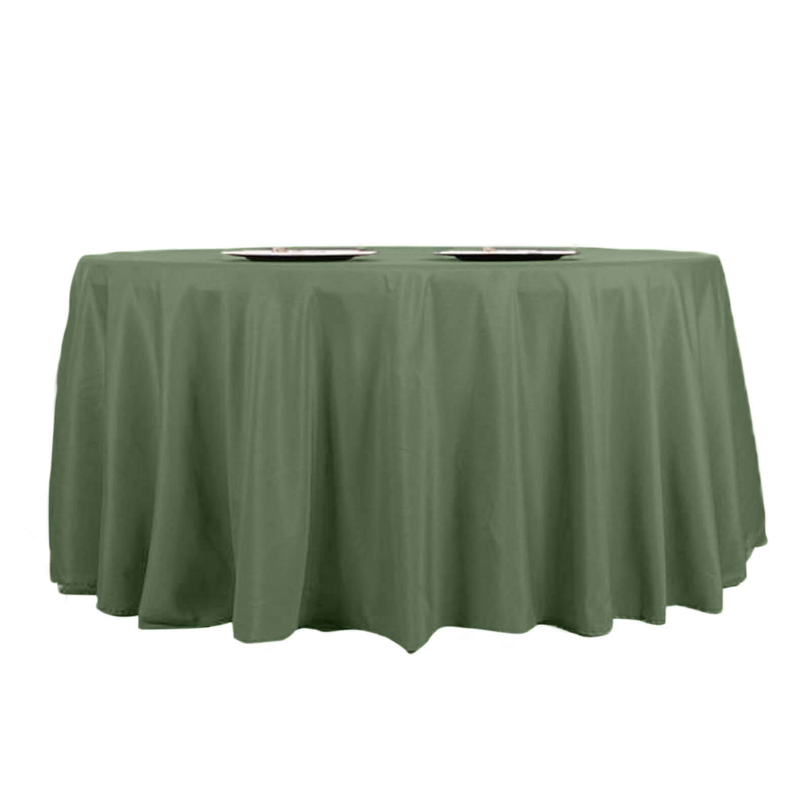 Polyester 120" Round Tablecloth Olive Green - Seamless Wrinkle-Resistant Table Cover
