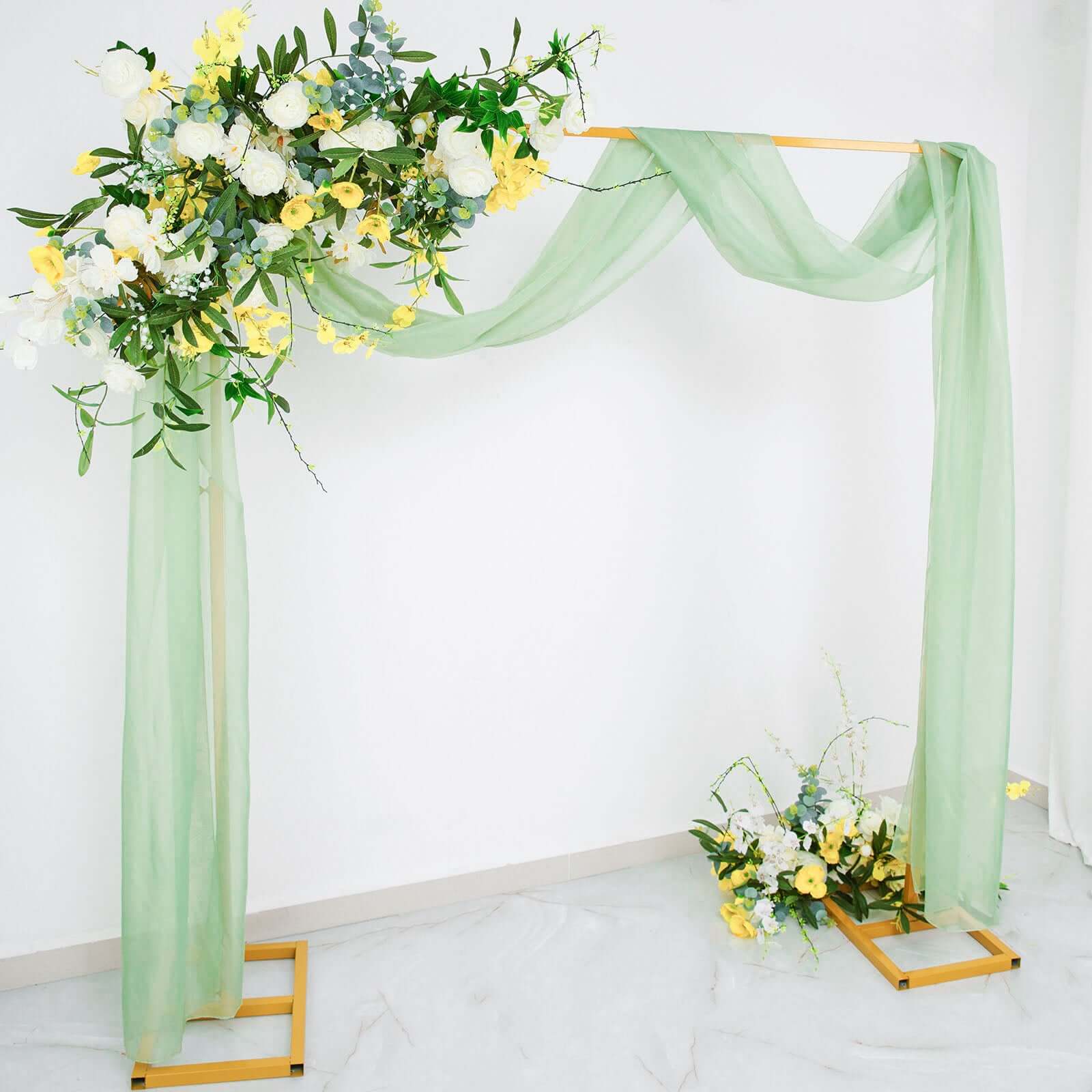 18ft Sage Green Sheer Organza Wedding Arch Drapery Fabric, Window Scarf Valance