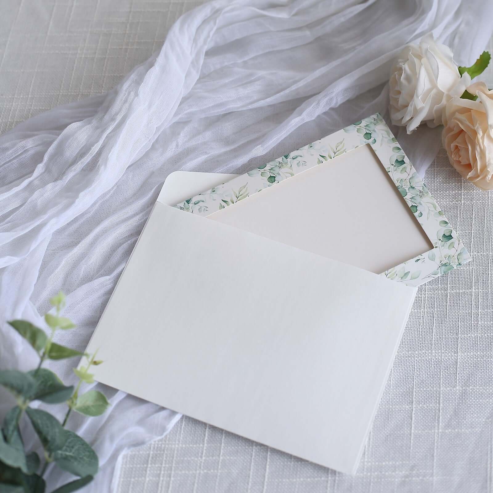 25-Pack Thank You Cards White Green Eucalyptus Leaves Design with Envelopes - Picture Insert Invitation Cards for Parties & Milestones 3.5"x5.5"