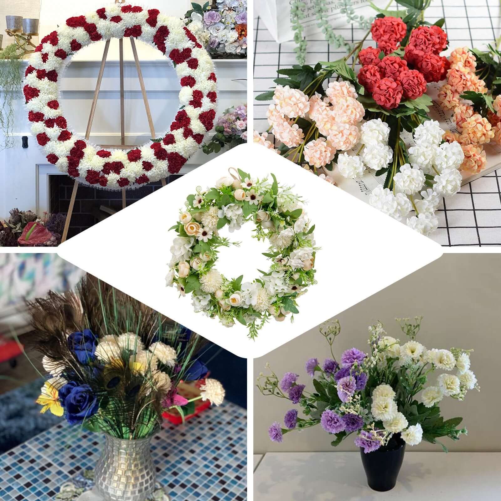 2 Bushes 33" Blush Artificial Chrysanthemum Mum Flower Bouquets