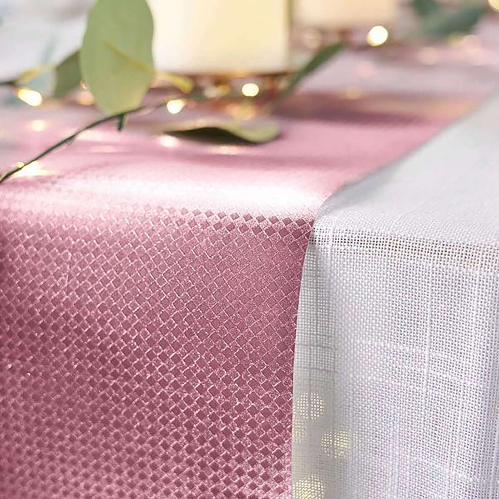 Glitter Paper 9ft Table Runner Roll Rose Gold Disposable Diamond Pattern Table Decor