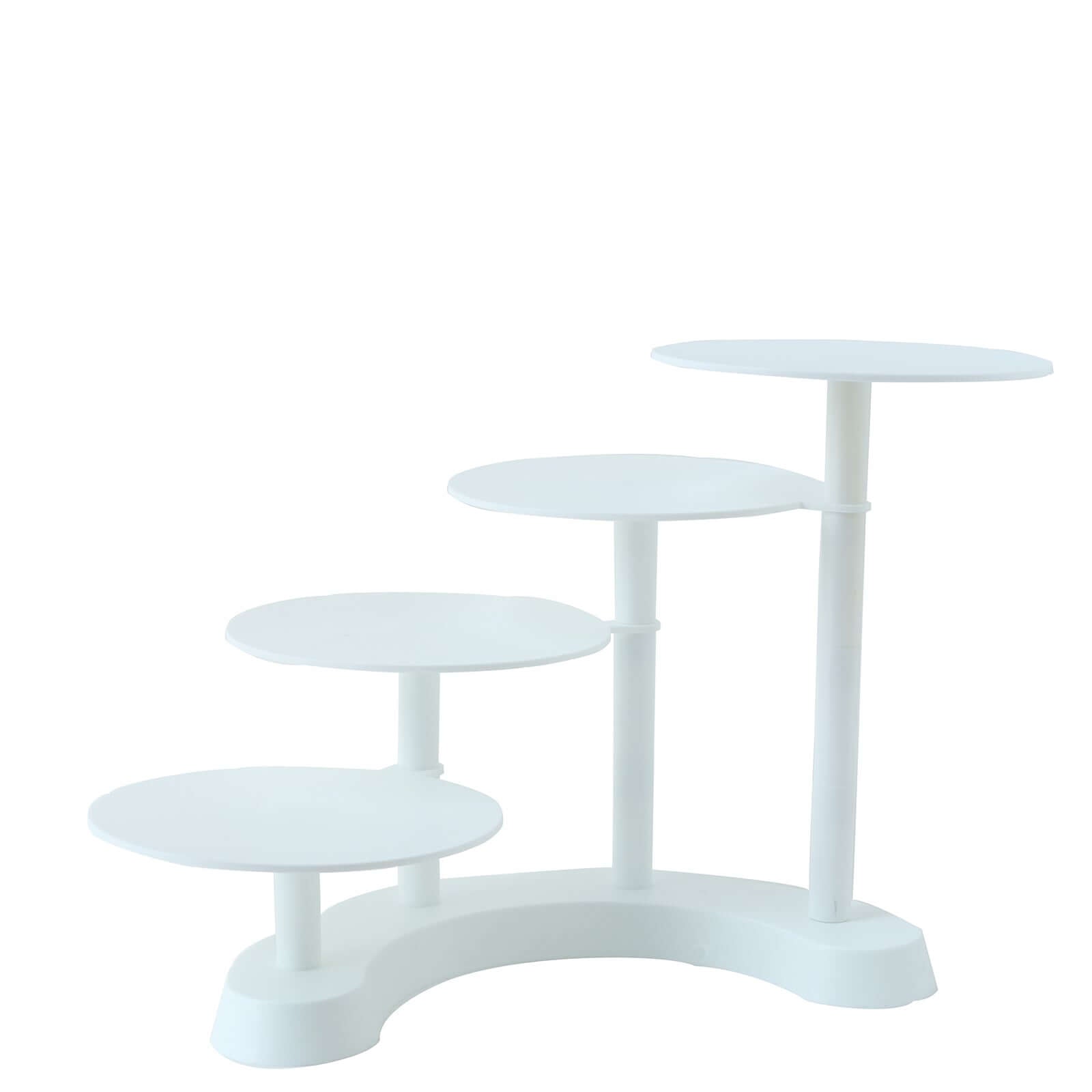 4-Tier Plastic Cake Stand with Half Moon Base White - Space Saving Multi-layer Cupcake Holder Dessert Tower for Weddings Tea Parties & Home Gatherings 17"