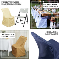 Polyester Chair Cover for Folding Lifetime Chairs Ivory - Reusable Durable Slip-On Cover