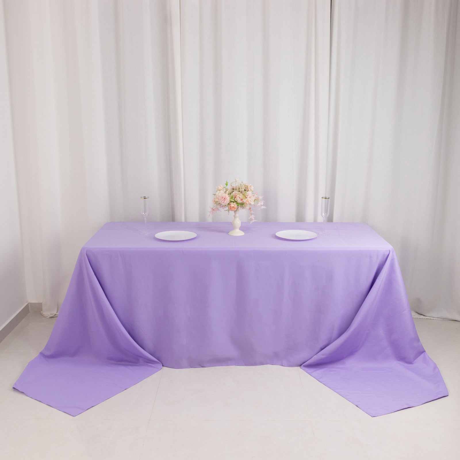 Premium Polyester 90"x156" Rectangle Tablecloth Lavender Lilac - Seamless 220GSM Stain-Resistant Table Cover