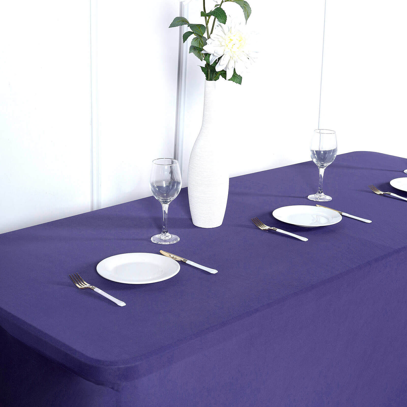 Stretch Spandex 96"x30" Rectangle Table Cover Purple - Durable Form-Fitting Tablecloth