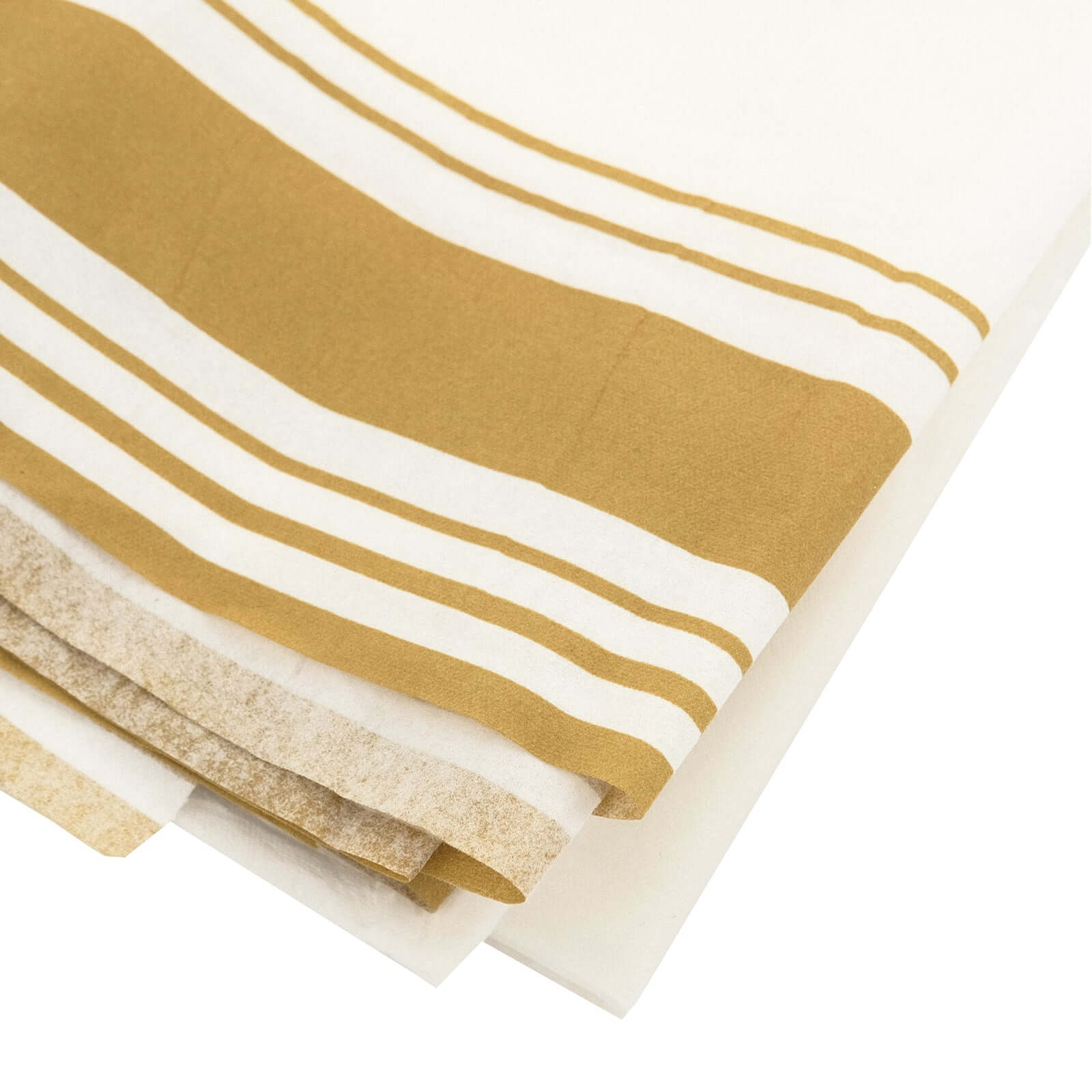 Paper Linen-Like Tablecloth Rectangle White with Gold Striped Border - Decorative Disposable Cover for Events 50"x108"