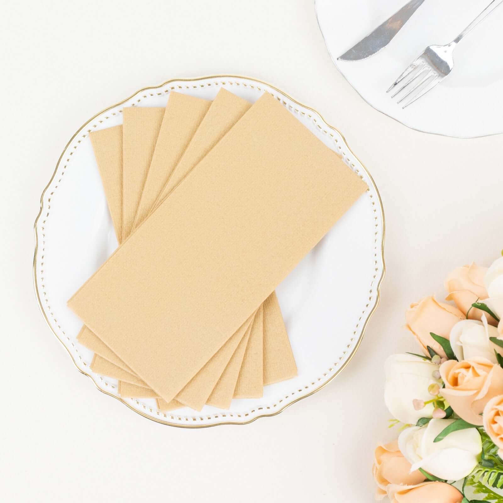 20-Pack Paper Linen-Like Napkins Natural - Disposable Hygienic Airlaid Guest Towels 8.5"x4"