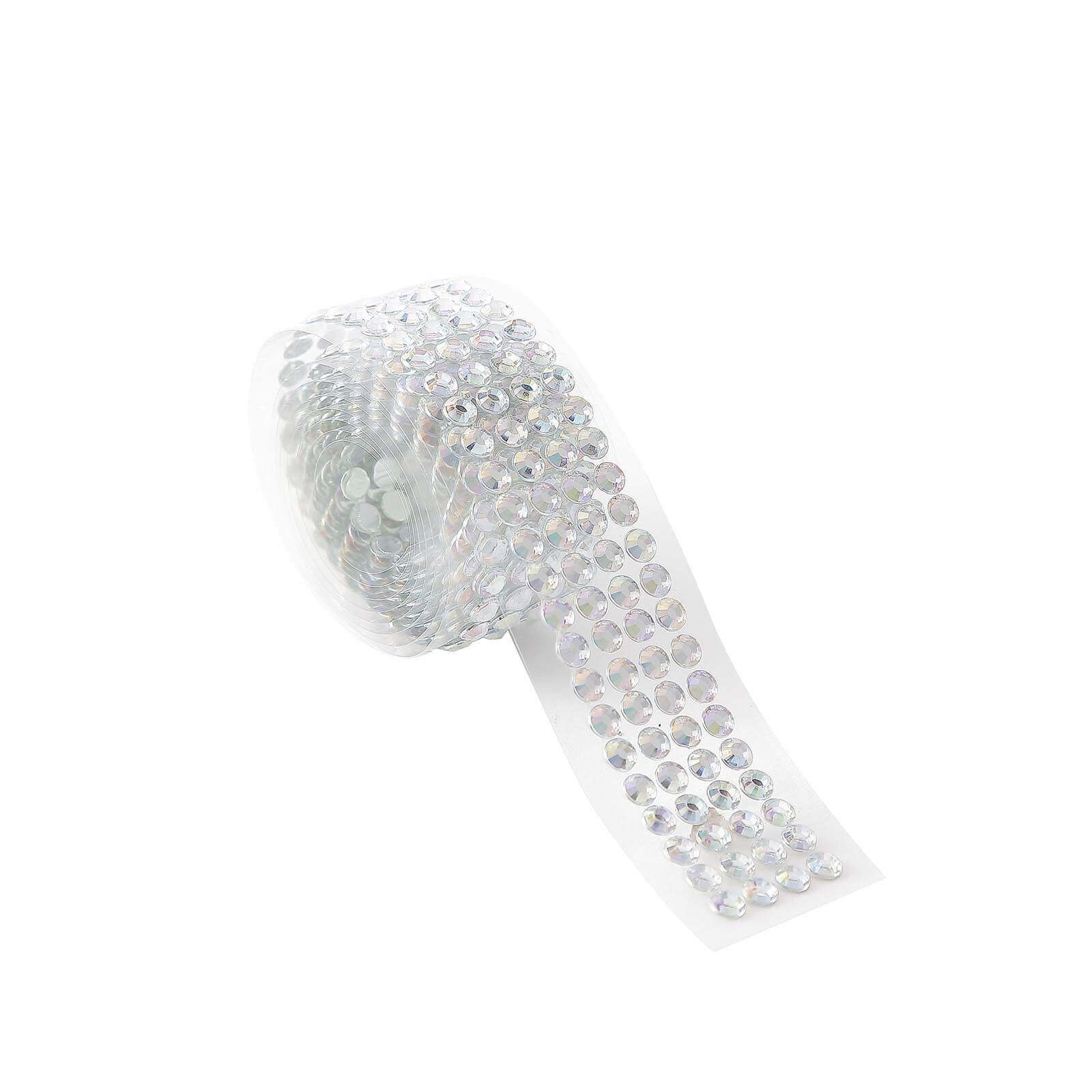 3ft Iridescent Stick-On Rhinestone Tape, DIY Self Adhesive Diamond Gemstone Stickers
