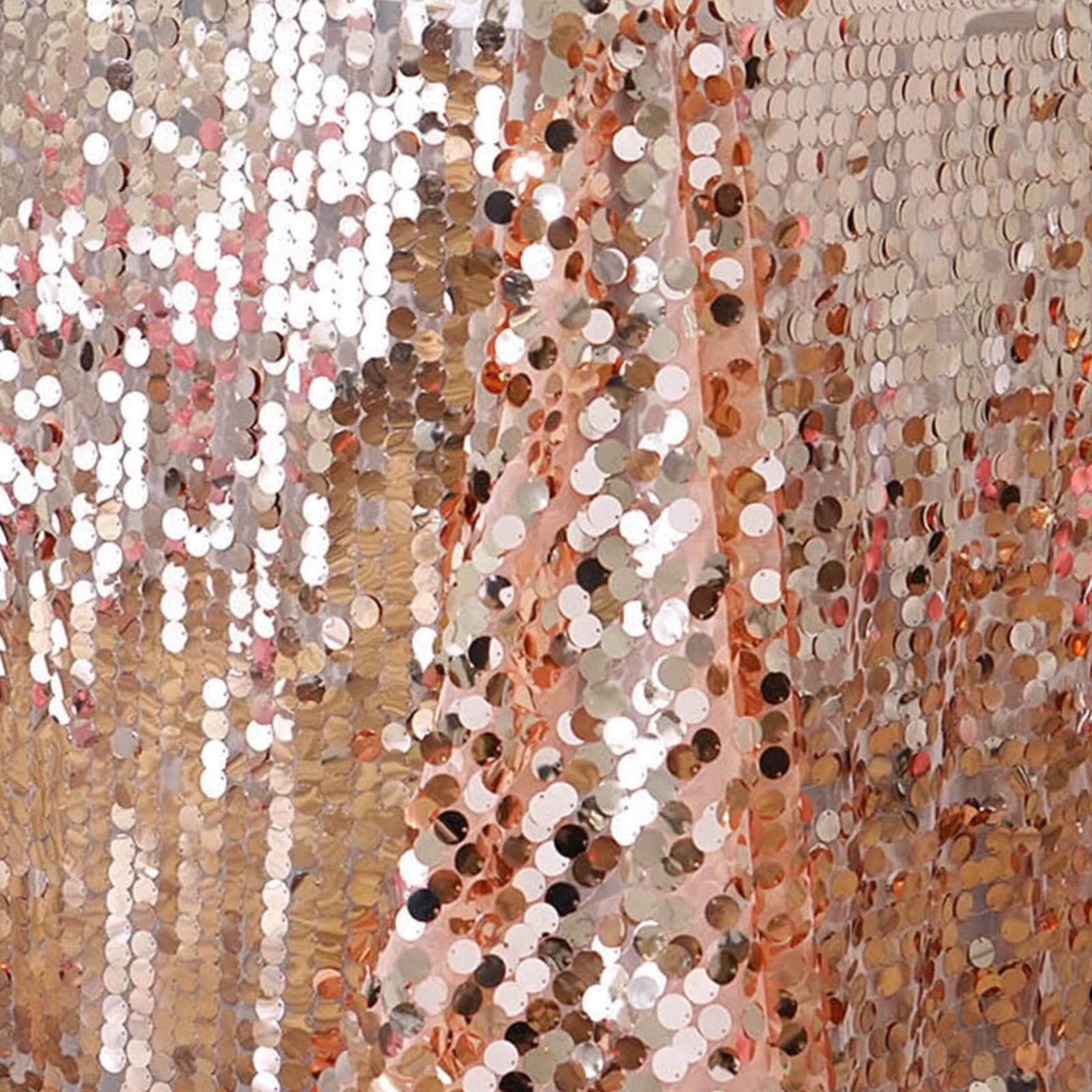 Sequin 90"x156" Rectangle Tablecloth Rose Gold - Seamless Big Payette Table Cover