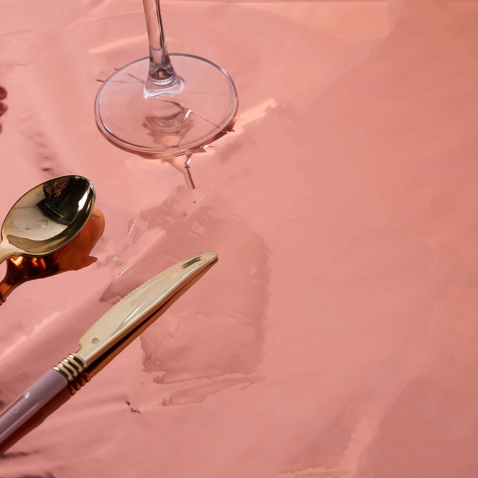 Metallic Foil Tablecloth Rectangle Rose Gold - Decorative Disposable Table Cover 40"x90"