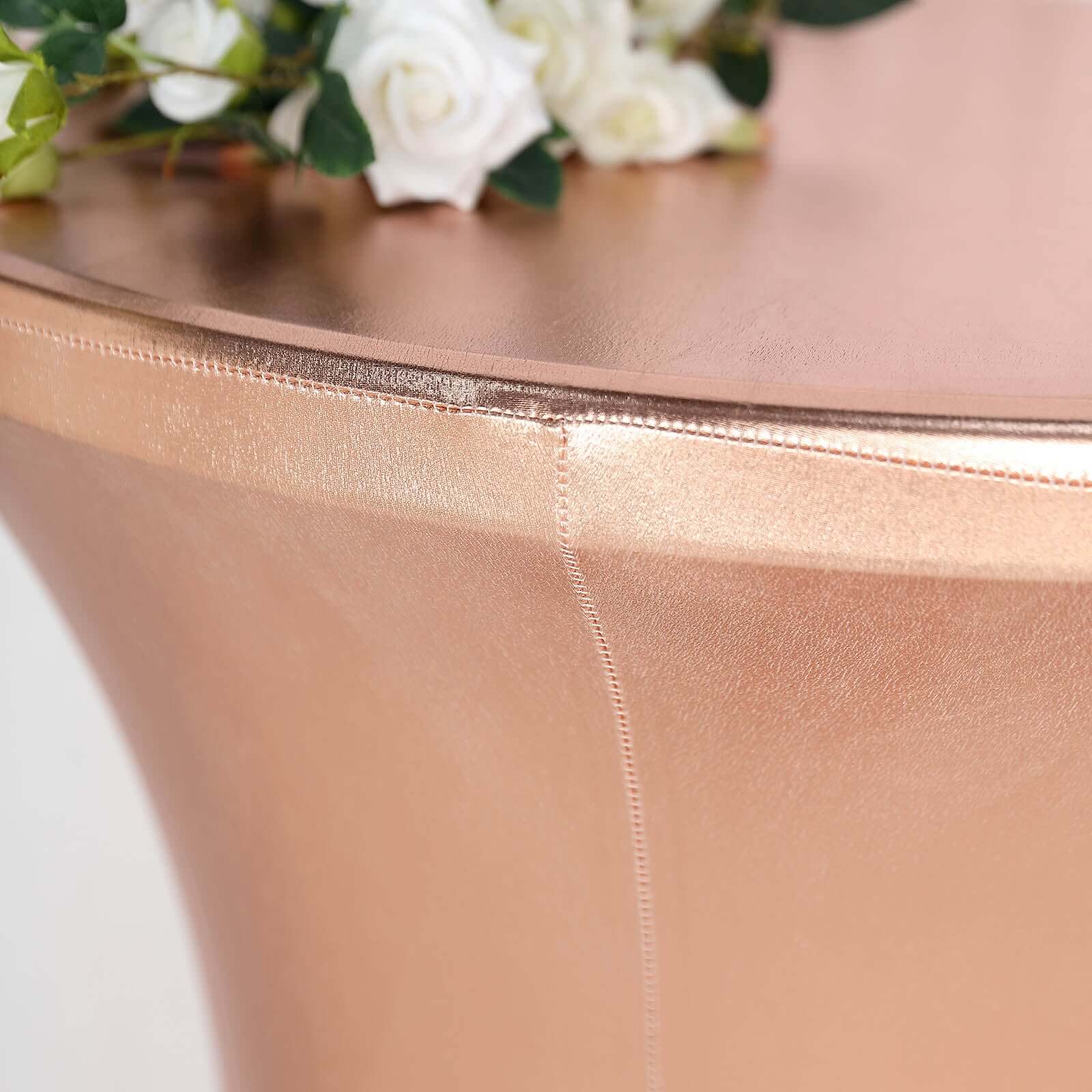 Metallic Spandex 32" Fitted Round Cocktail Table Cover Blushighboy Tablecloth - Stretch Fit & Water-Resistant