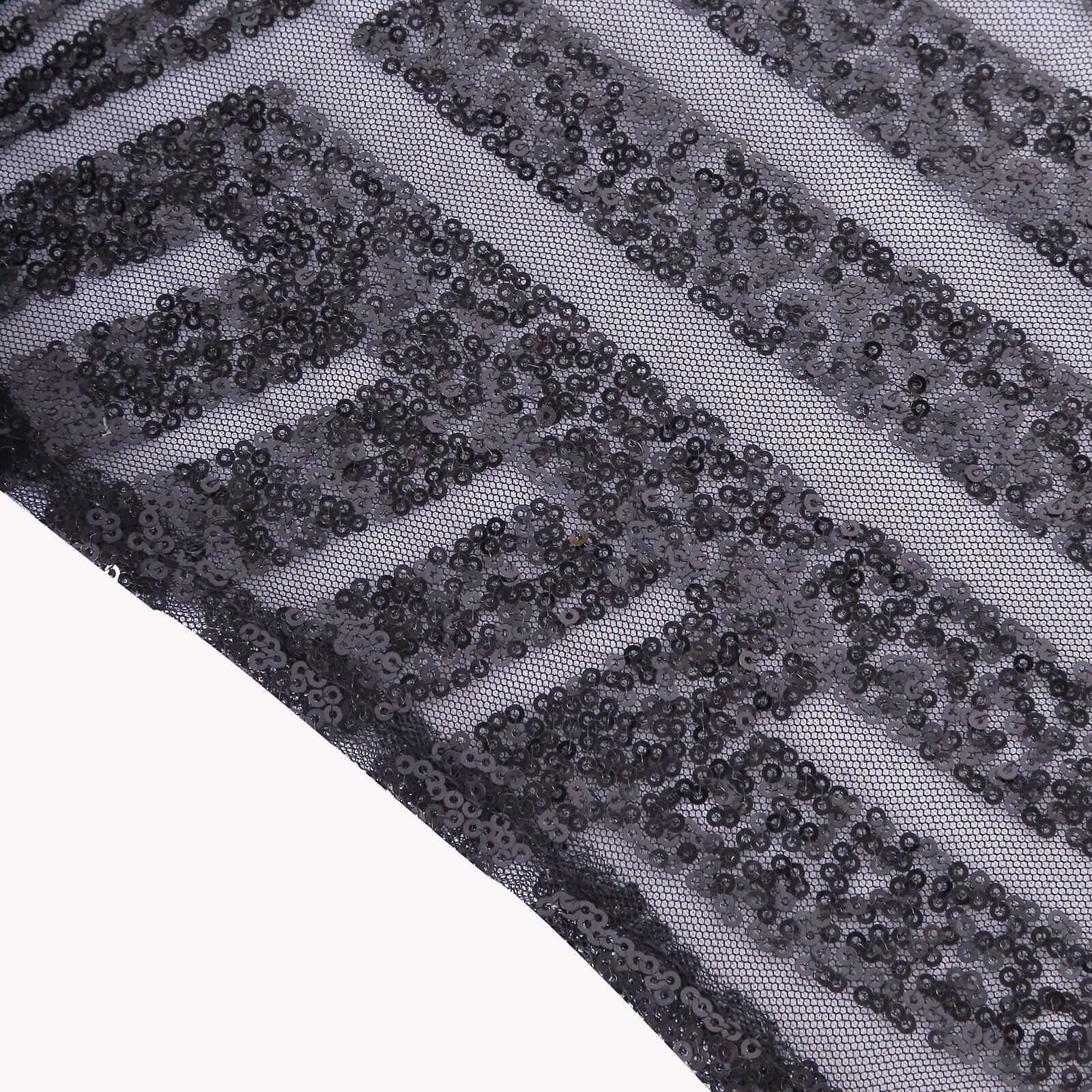 Sequin 120" Round Tablecloth Black - Seamless Diamond Glitz Table Cover