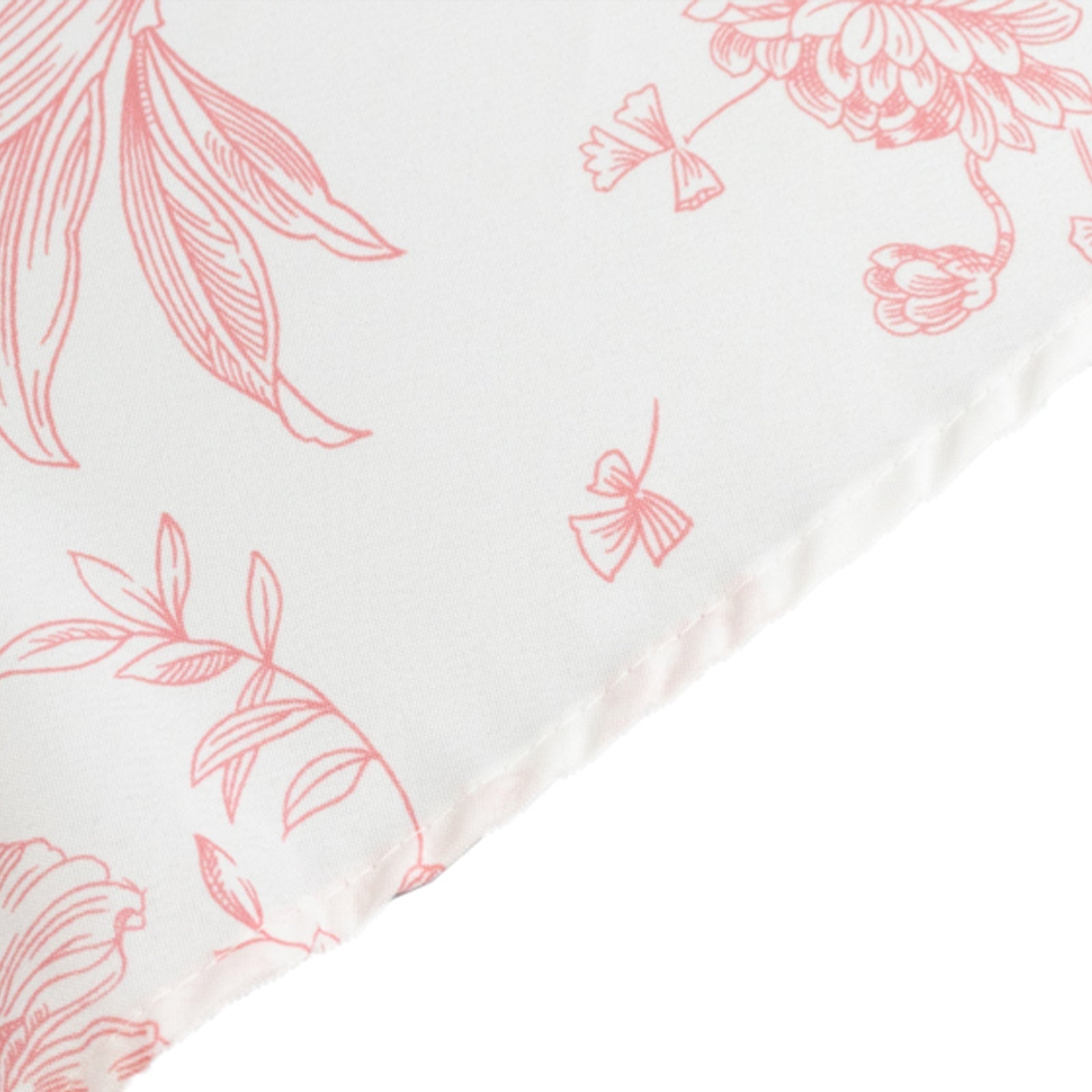 Polyester 120" Round Tablecloth White - Pink French Toile Pattern for Stylish Events