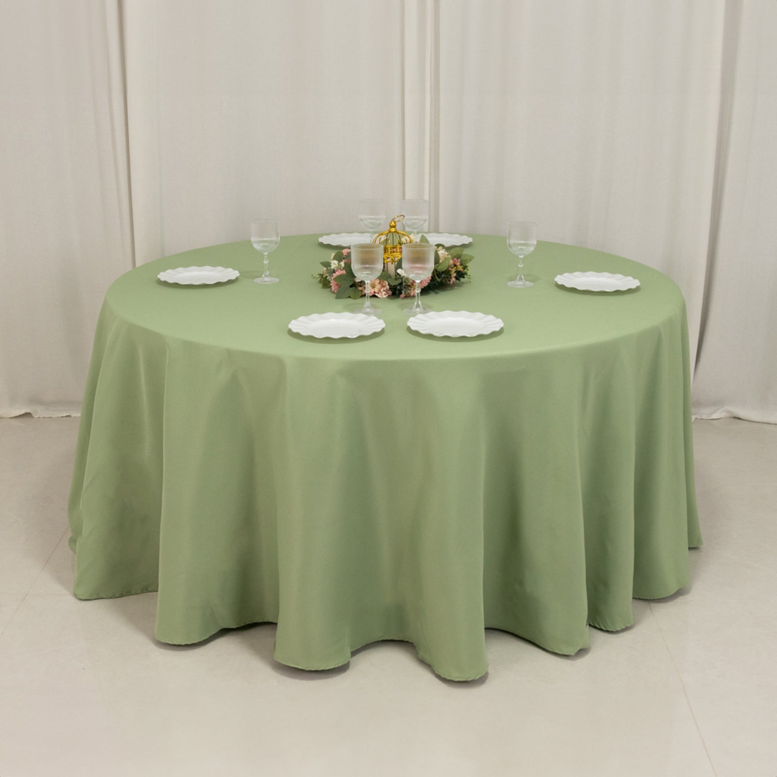 Premium Polyester 120" Round Tablecloth Sage Green - Seamless 220GSM Wrinkle-Resistant Table Cover